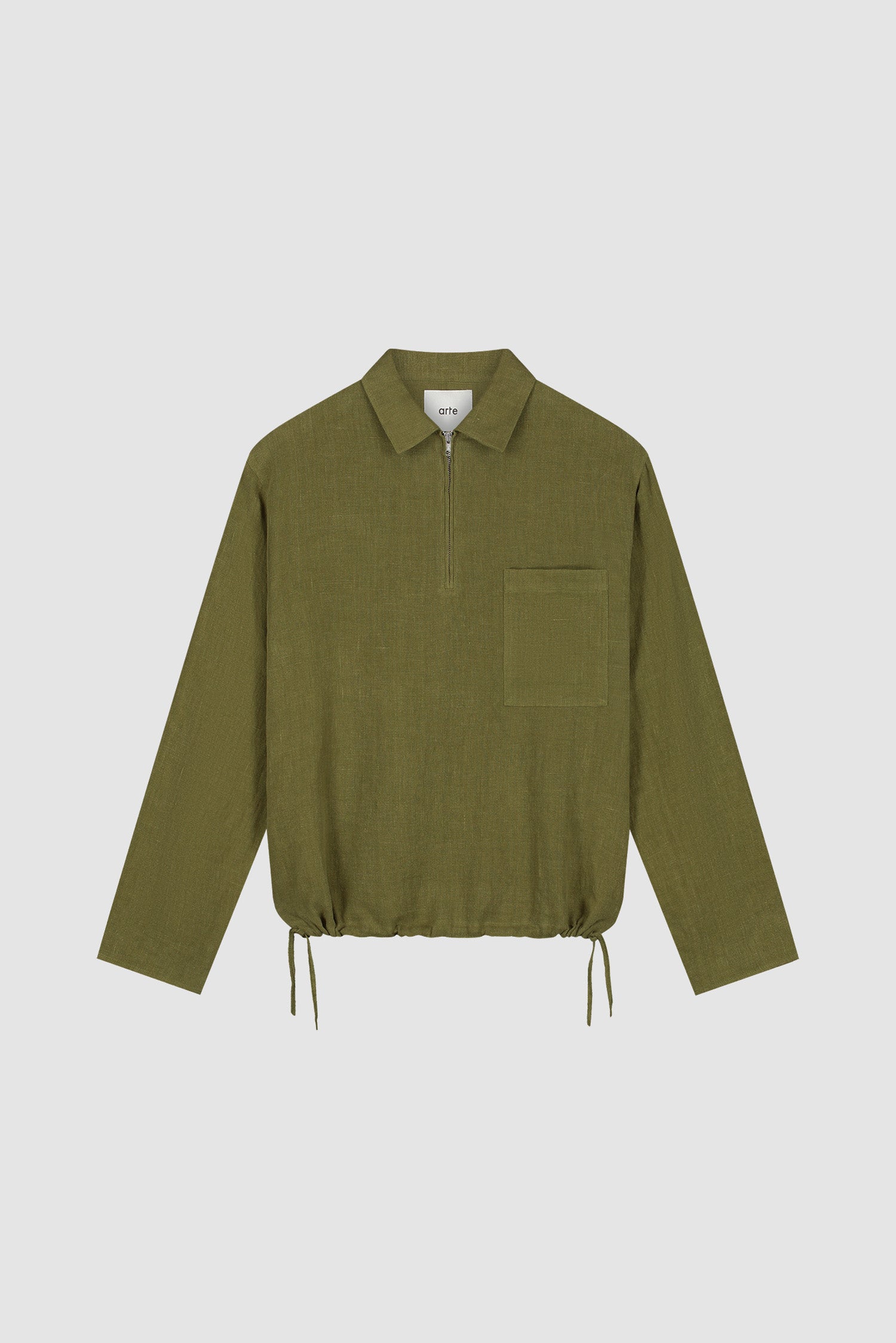 Pull à fermeture éclair quart de longueur en lin - Vert