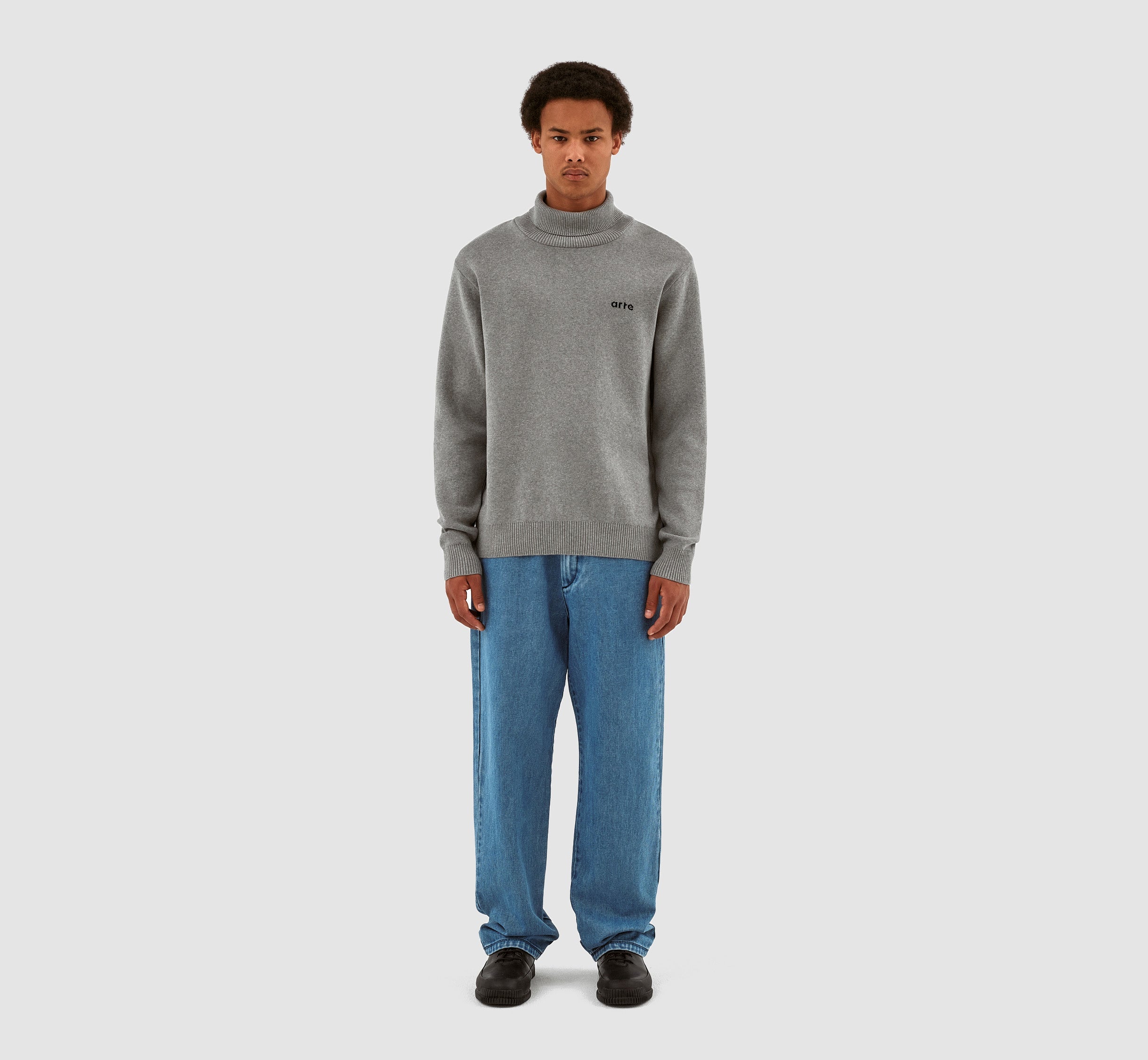 Pull à col roulé en tricot Kole - Gris