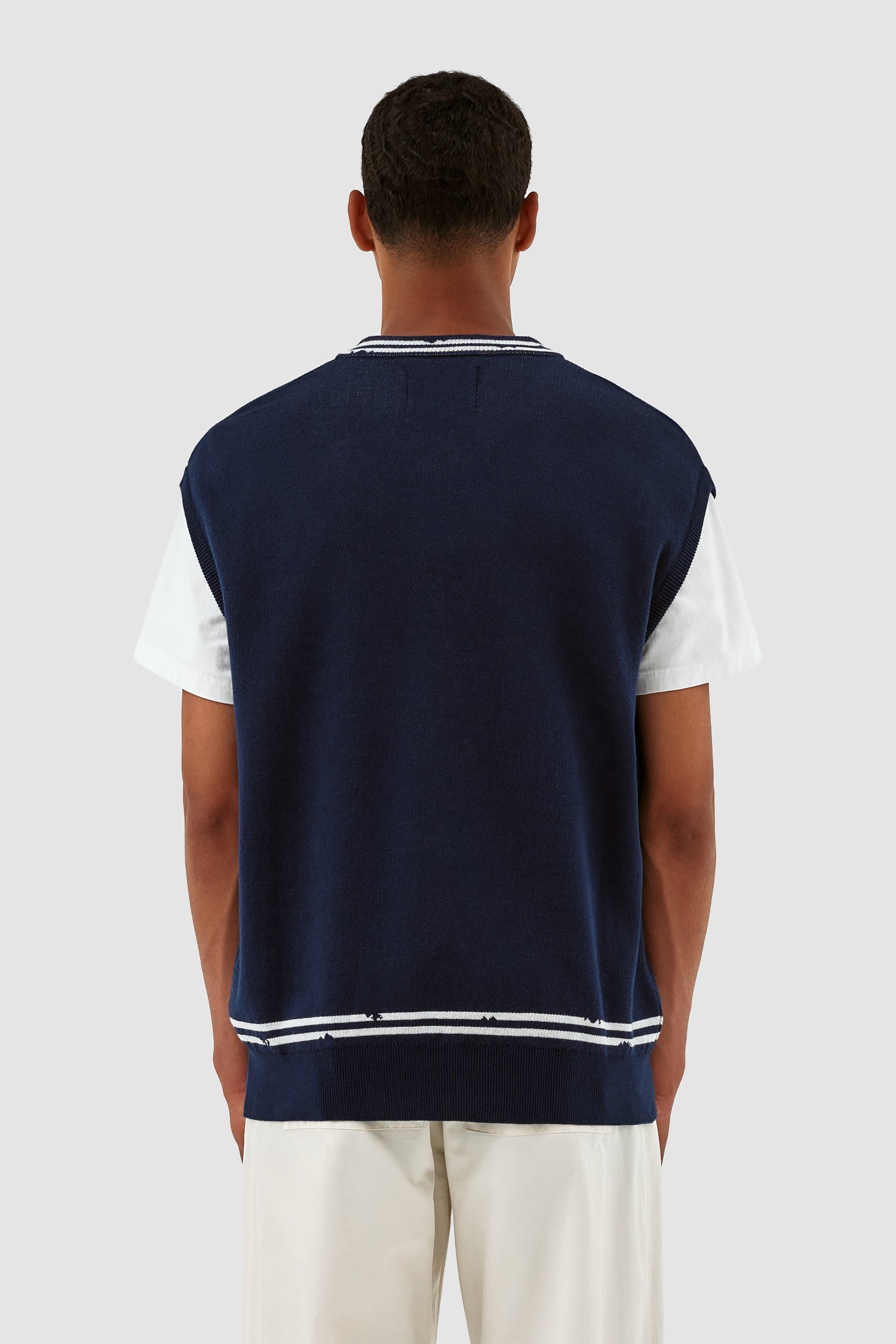 Tricot contrasté Karl - Marine/Blanc