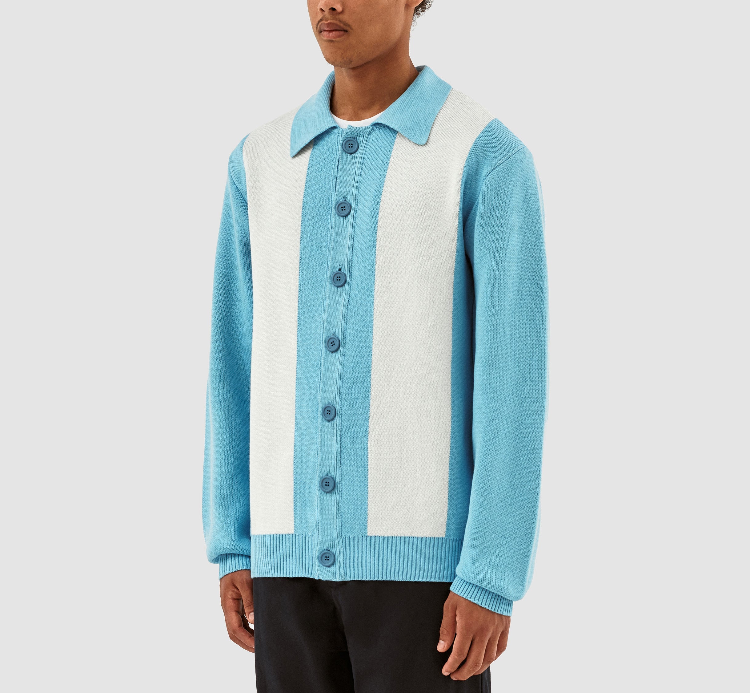 Keler Cardigan à rayures - Bleu clair/crème