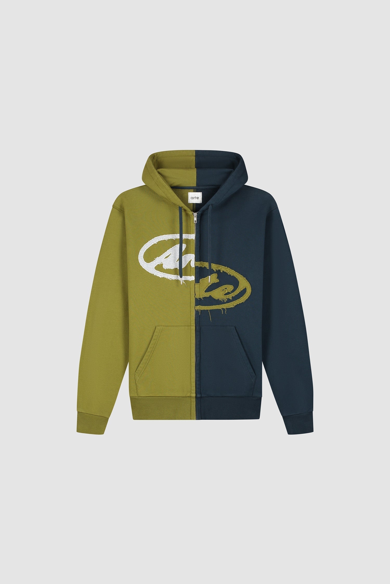 Sweat à capuche zippé Split Patch - Vert/Bleu marine