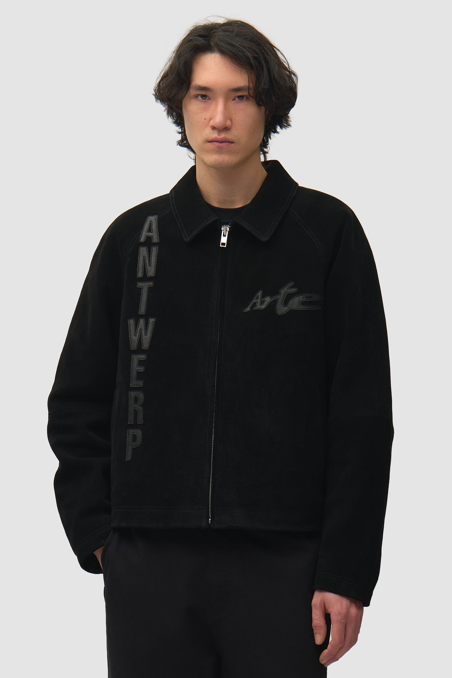 Veste à empiècements en cuir - Noir