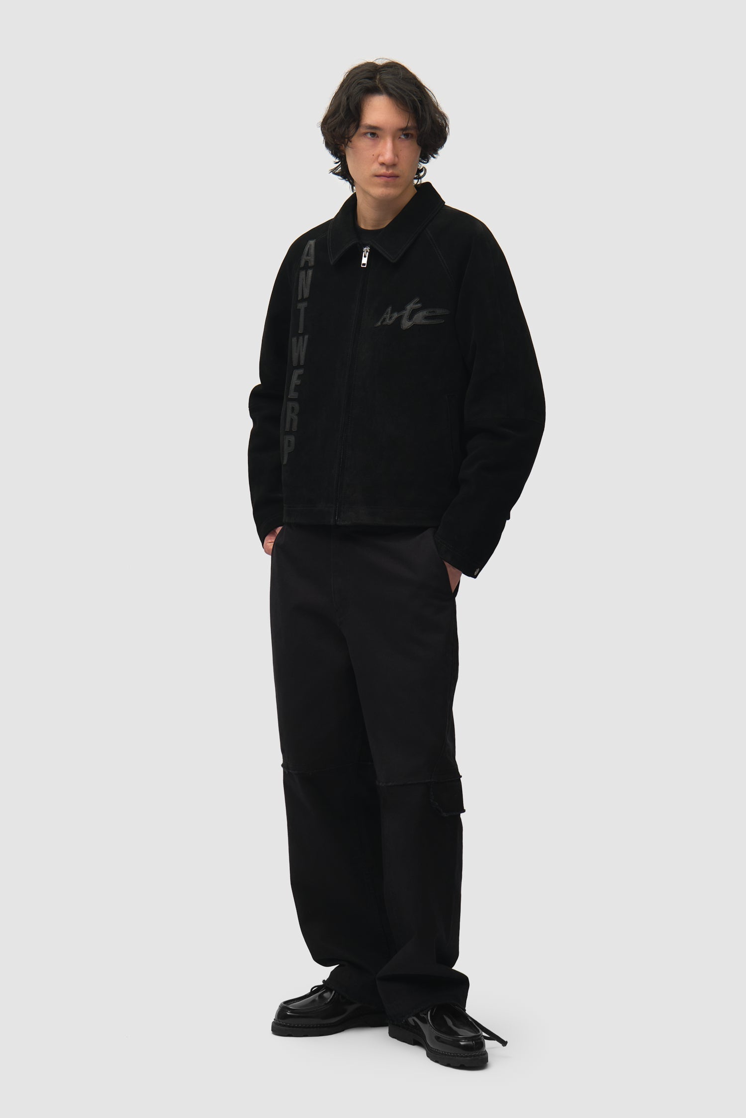 Veste à empiècements en cuir - Noir