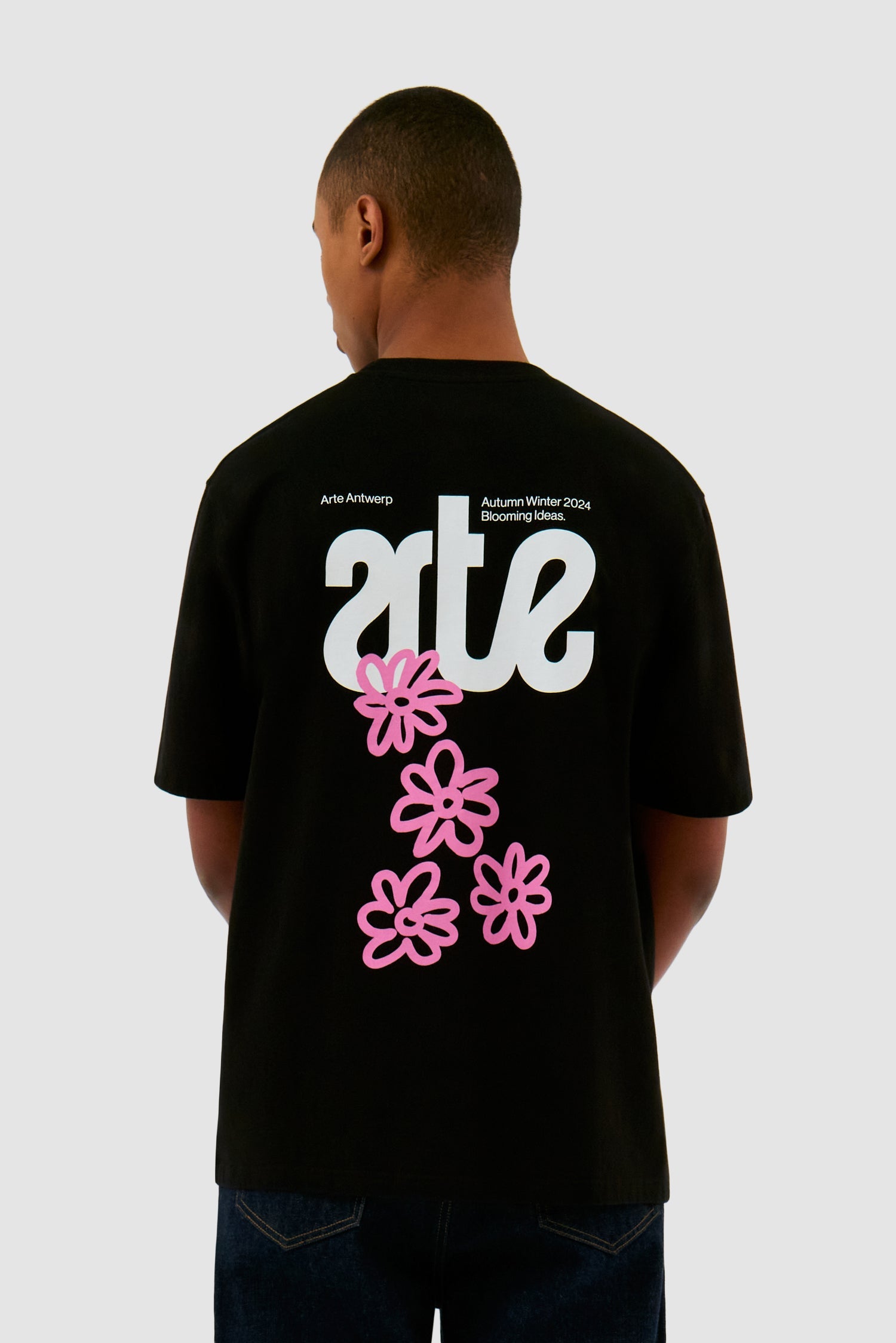 T-shirt dos fleuri - Noir