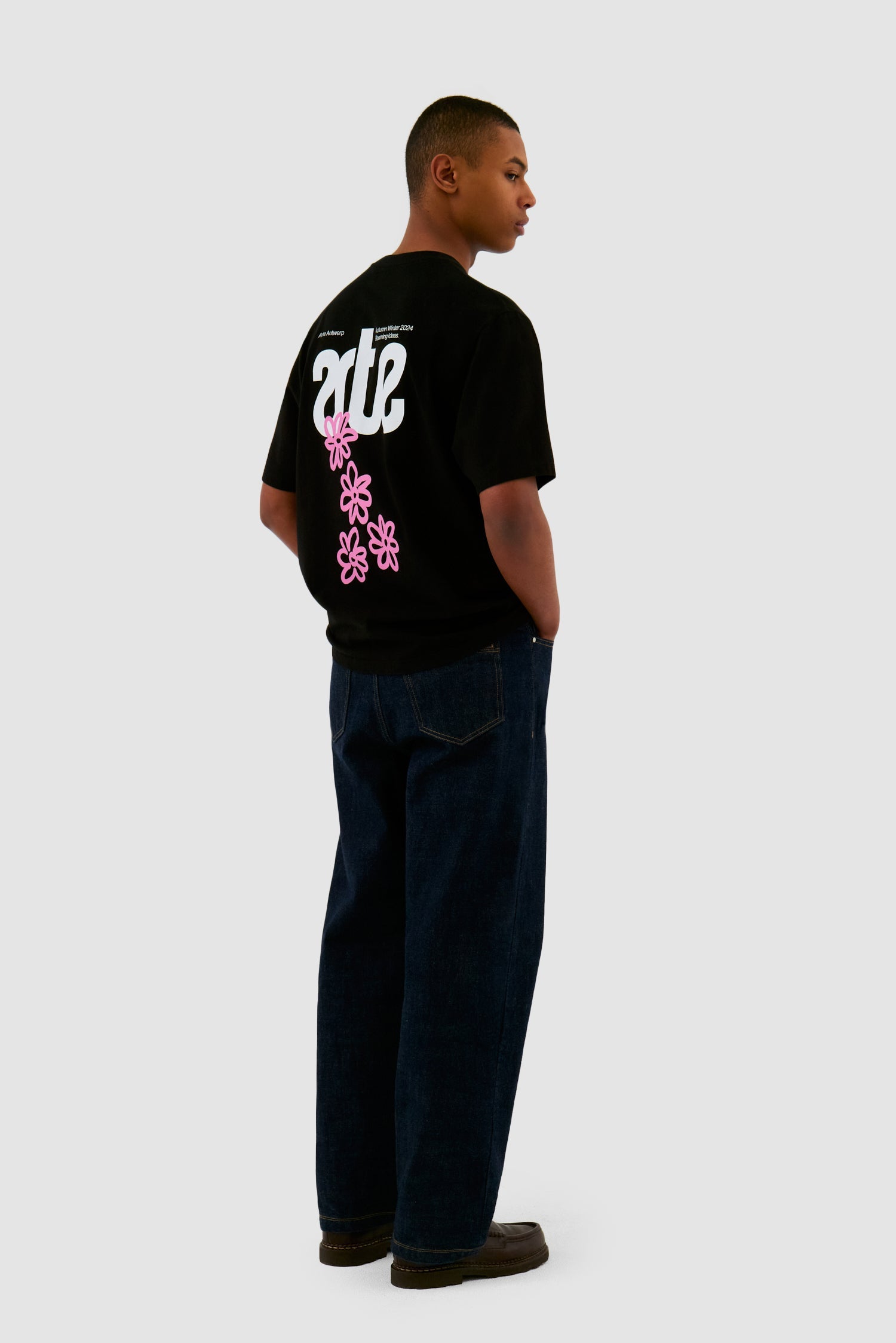 T-shirt dos fleuri - Noir