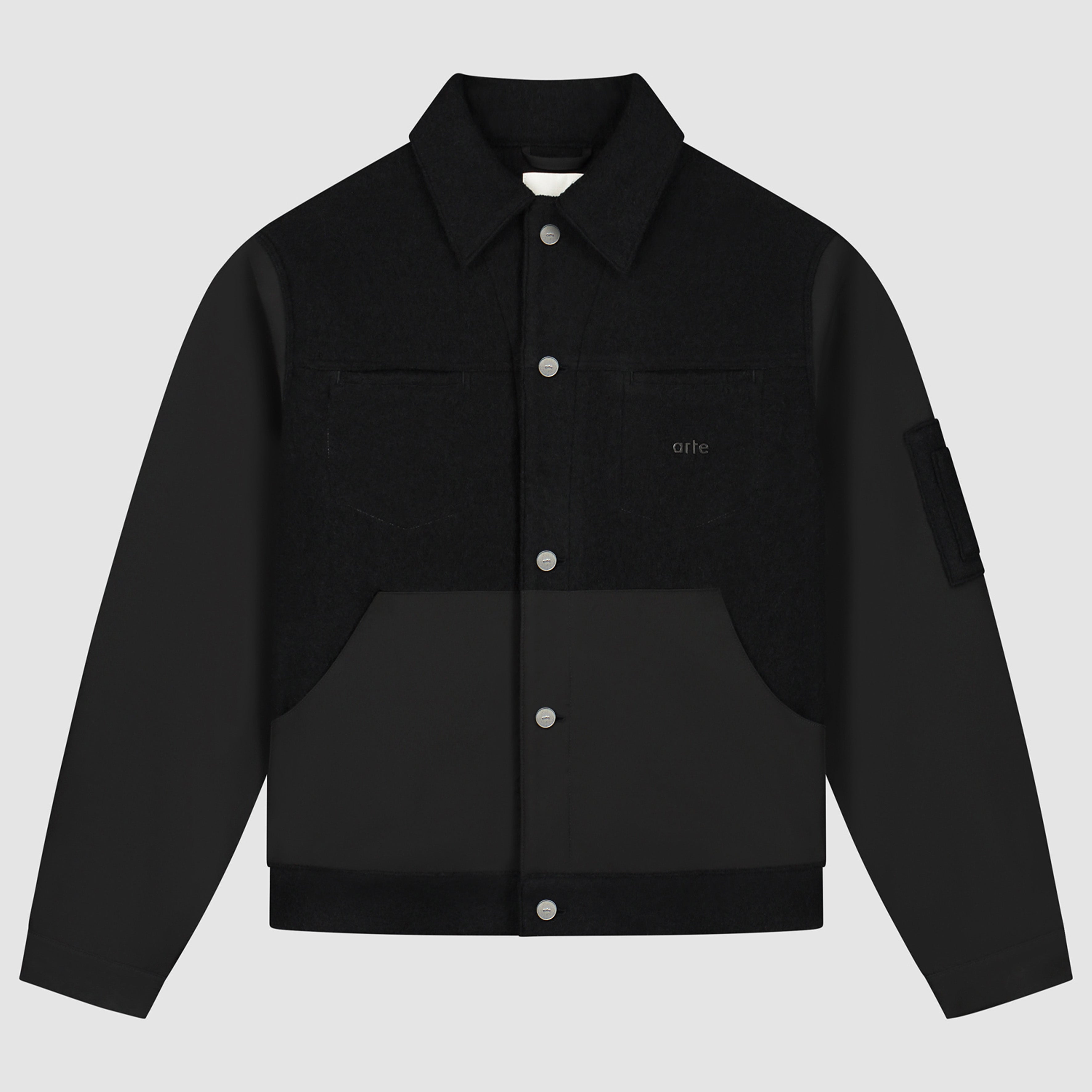 Veste combinée nylon/laine - Noir