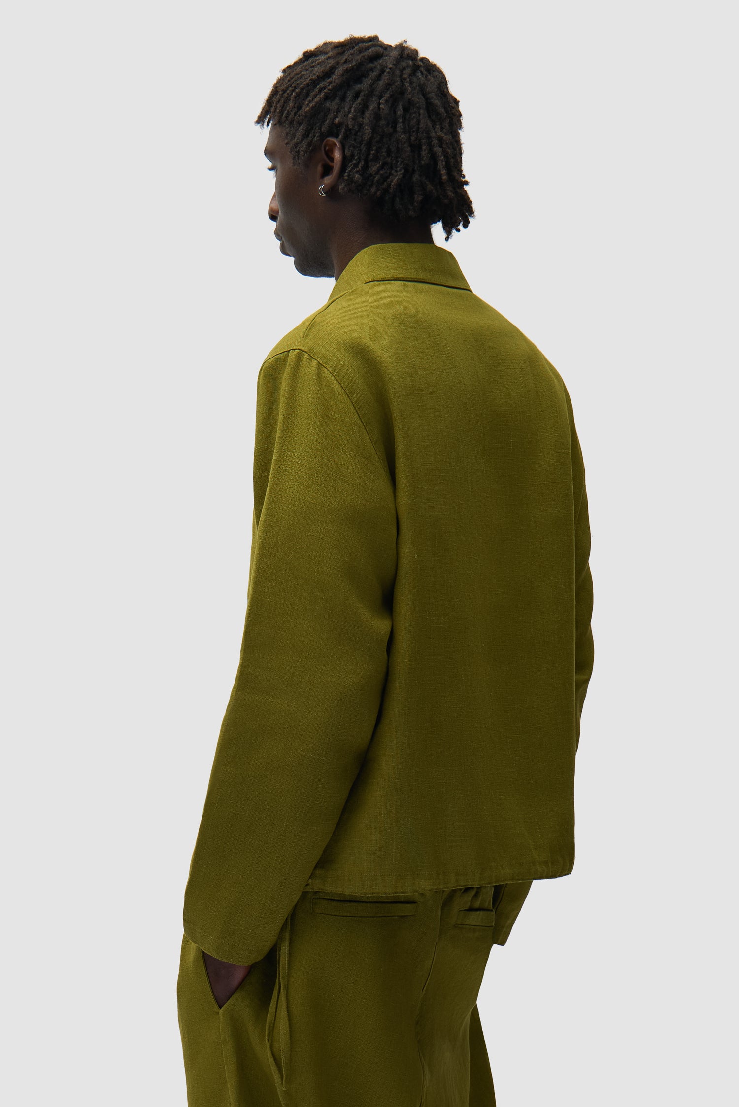 Pull à fermeture éclair quart de longueur en lin - Vert