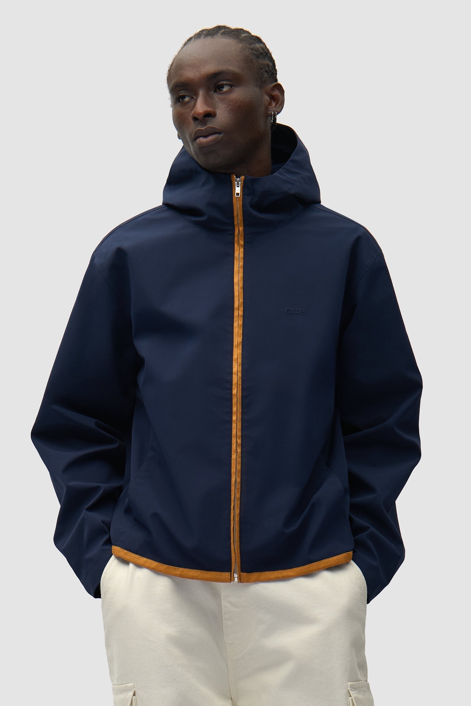 Veste à capuche en lin - Bleu marine