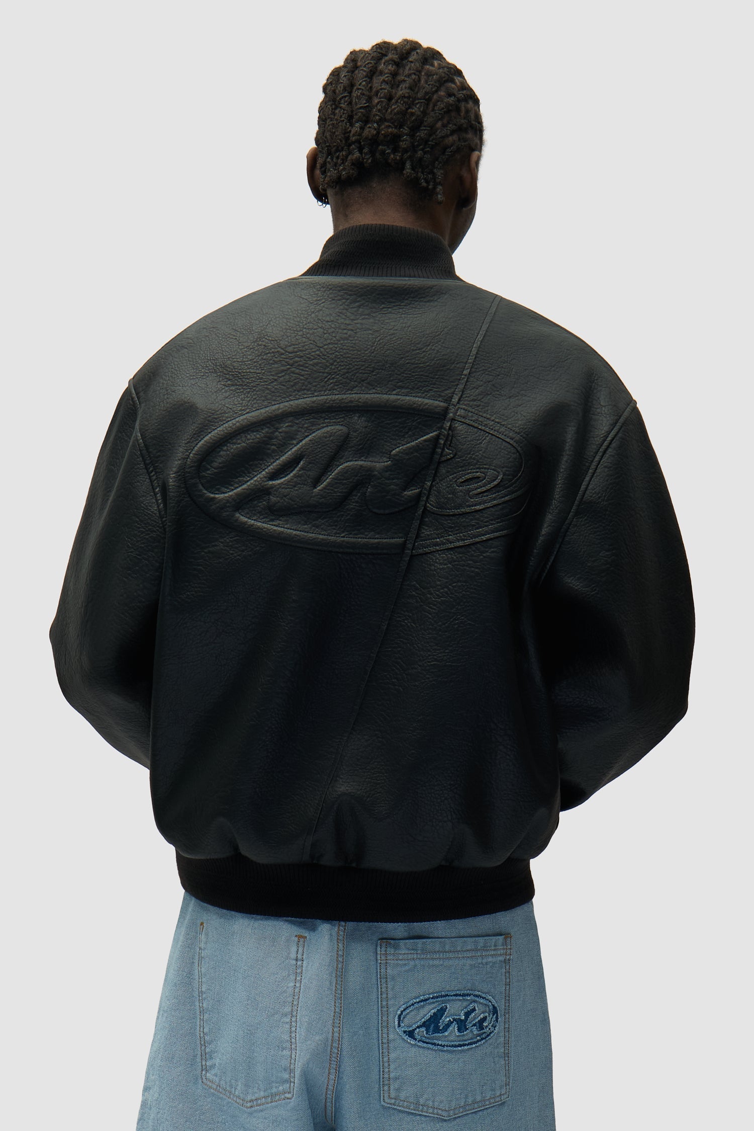 Veste universitaire en cuir - Noir