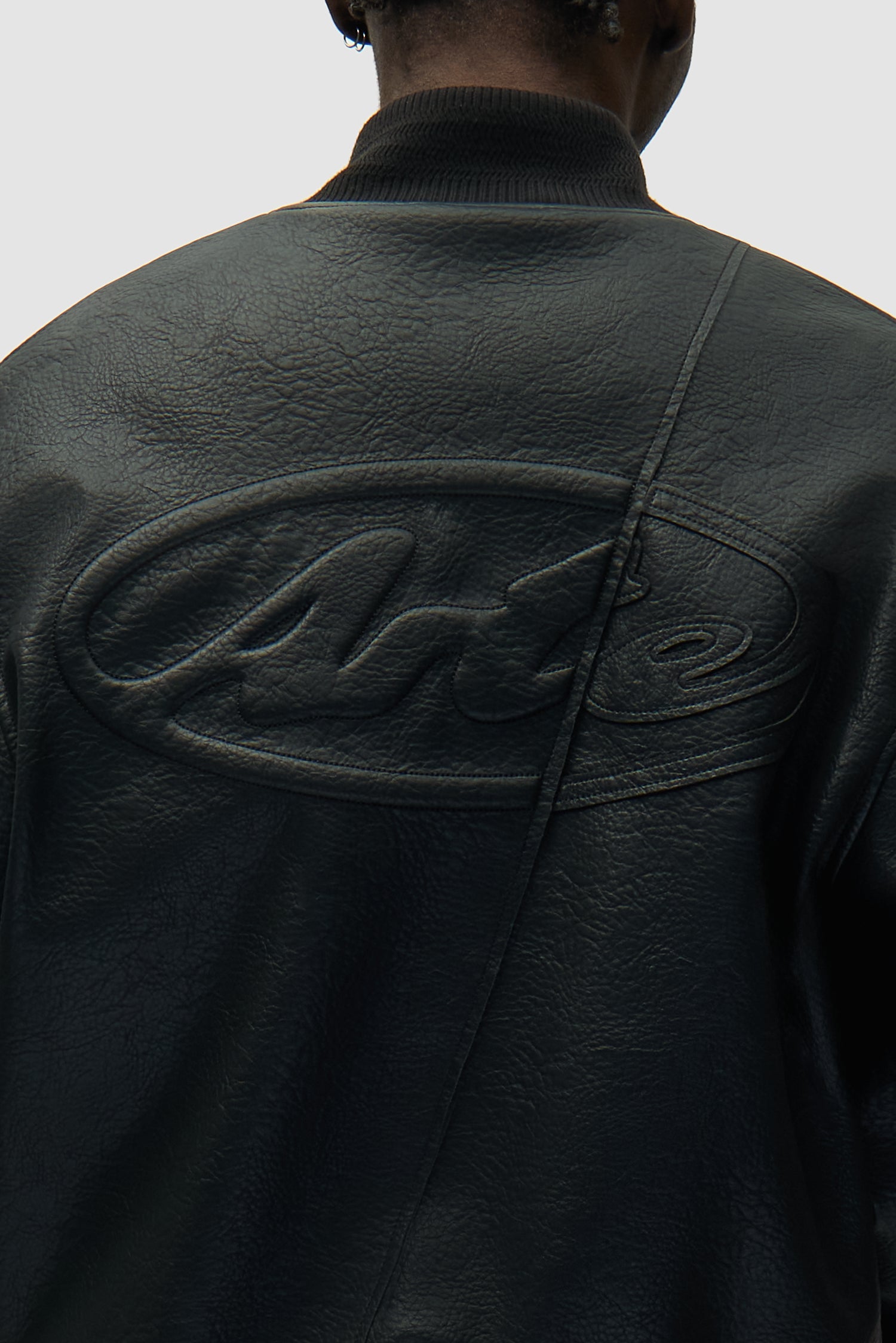 Veste universitaire en cuir - Noir