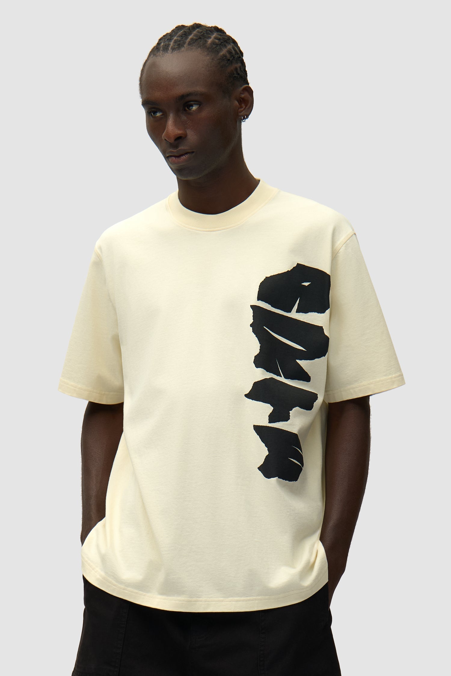 T-shirt avec logo sur le côté - Crème