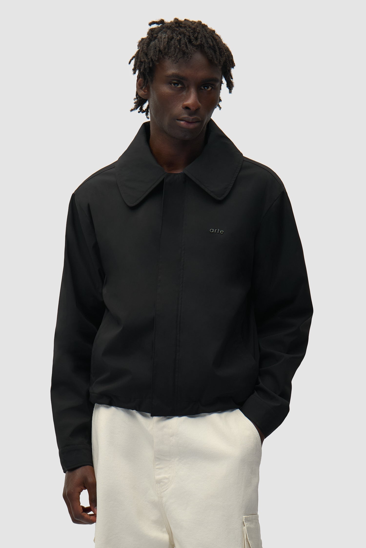 Veste en nylon à grand col - Noir
