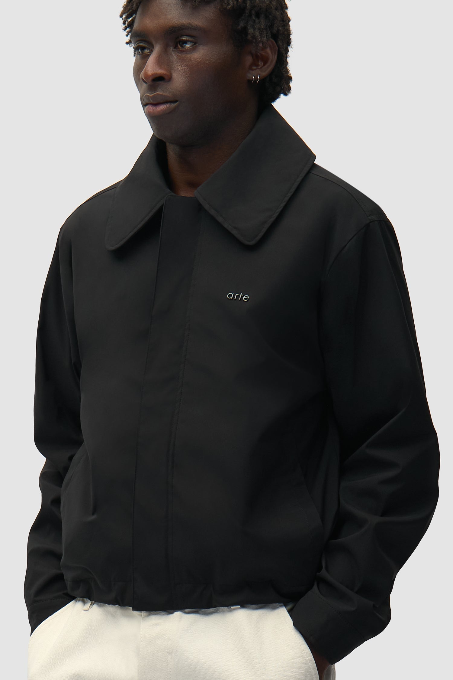 Veste en nylon à grand col - Noir