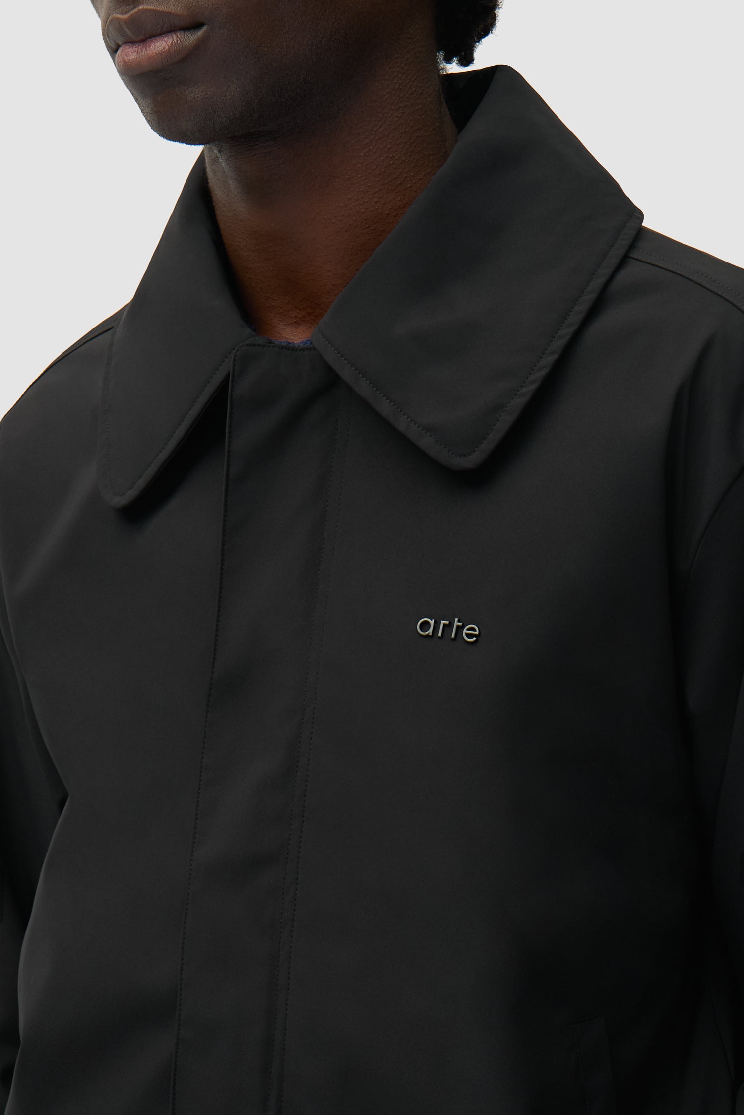 Veste en nylon à grand col - Noir