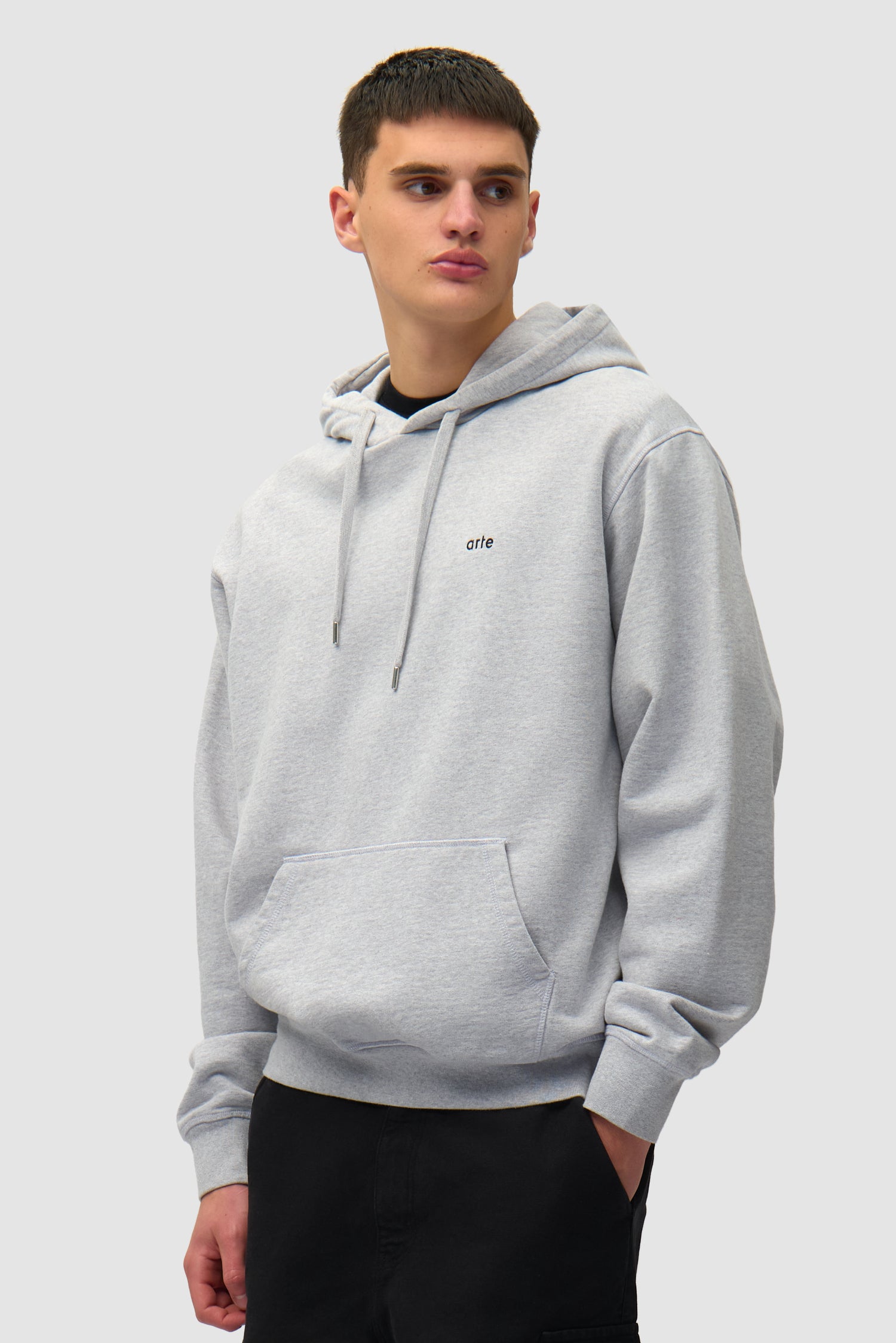 Sweat à capuche avec poster dans le dos - Gris