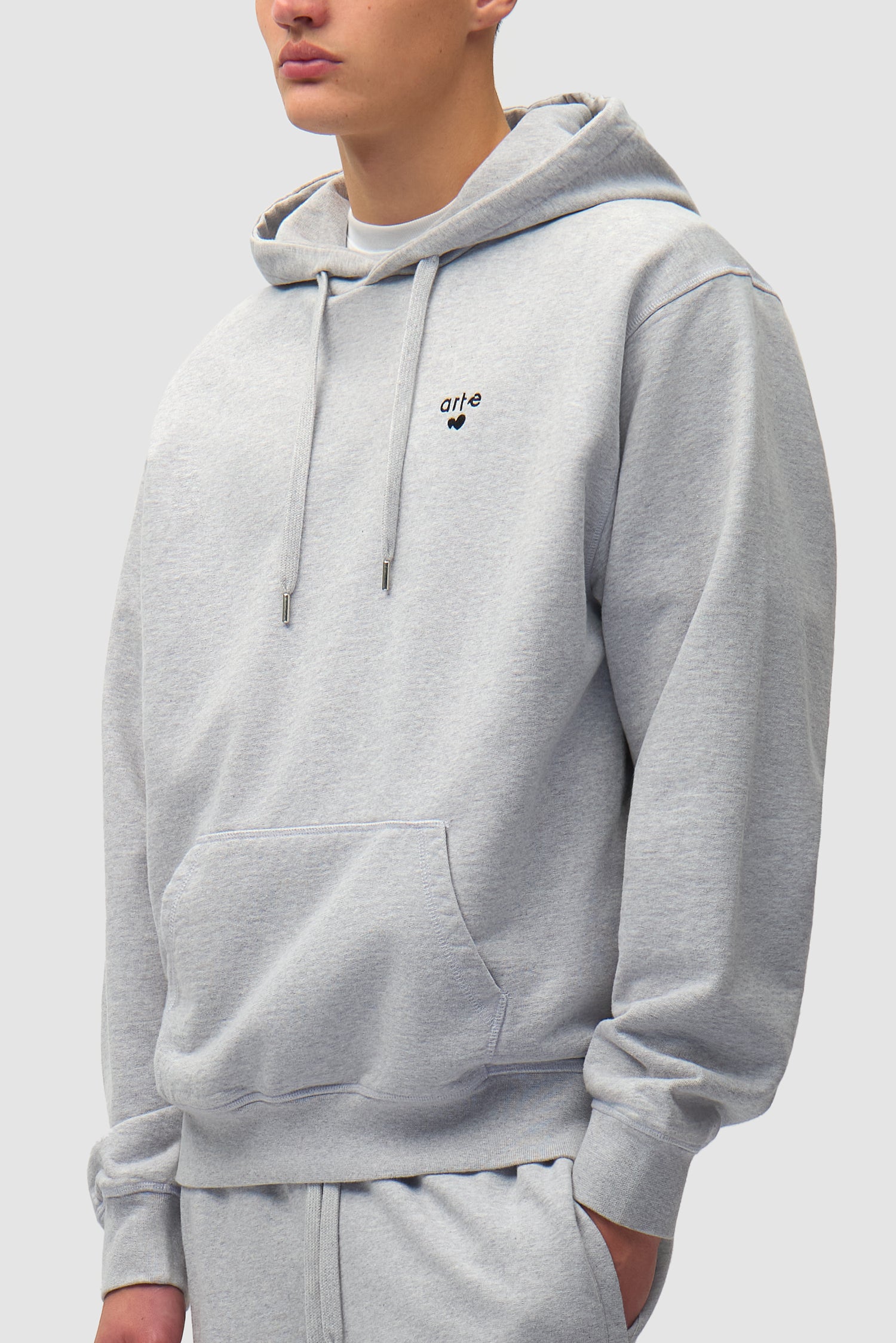 Sweat à capuche avec logo cœur - Gris