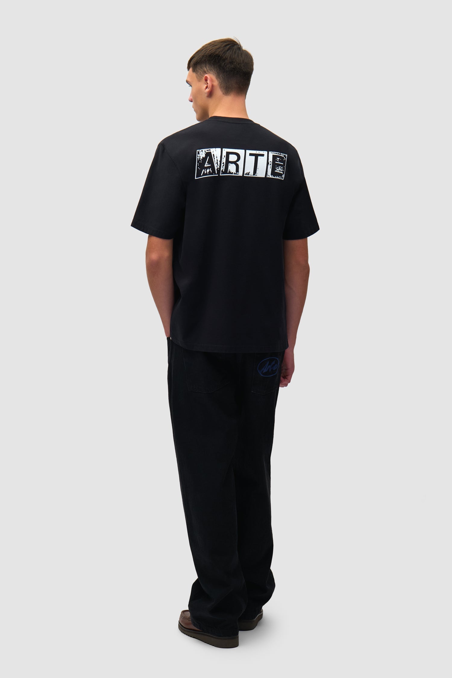 T-shirt imprimé délavé au dos - Noir