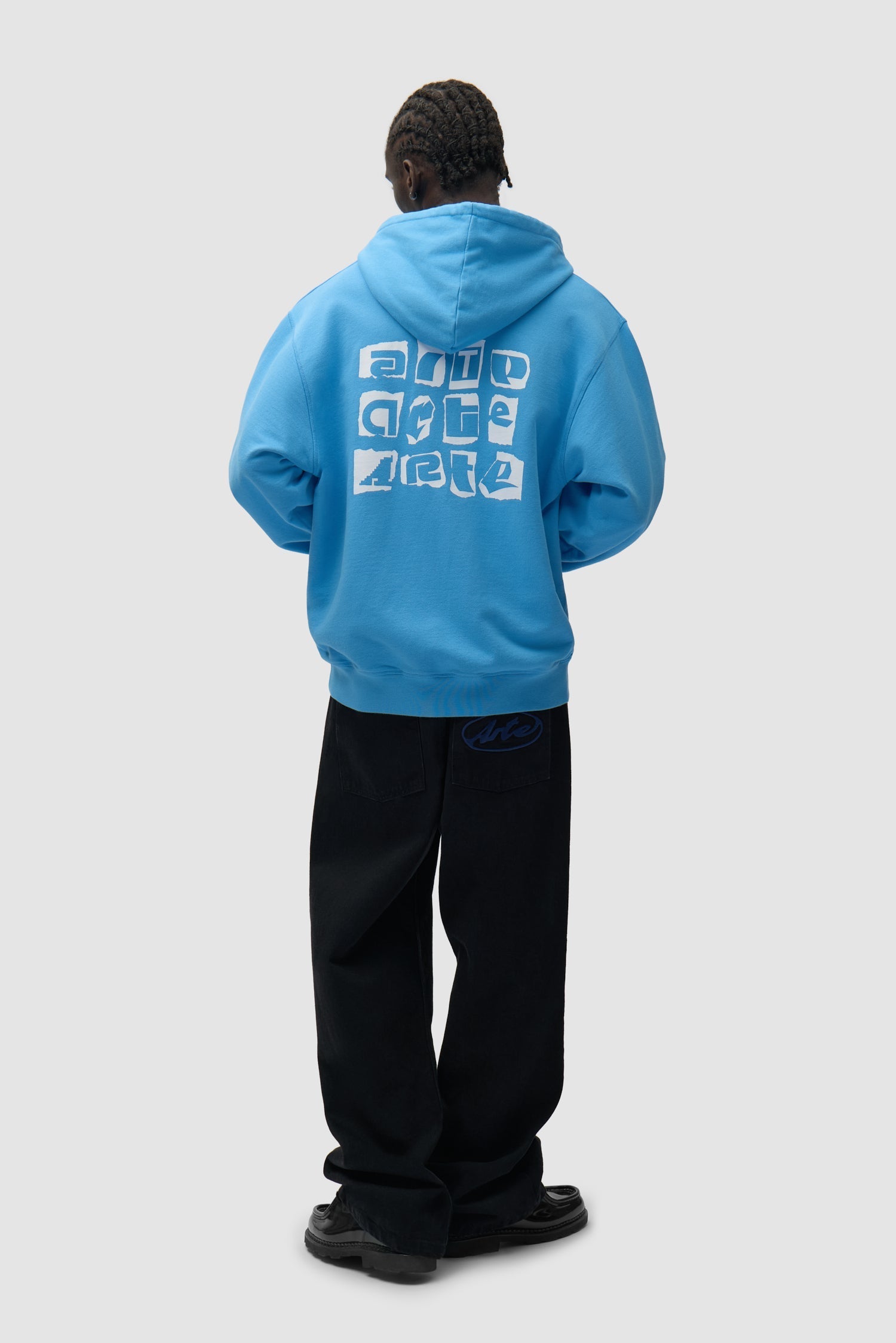 Sweat à capuche avec logo multi-couches dans le dos - Bleu