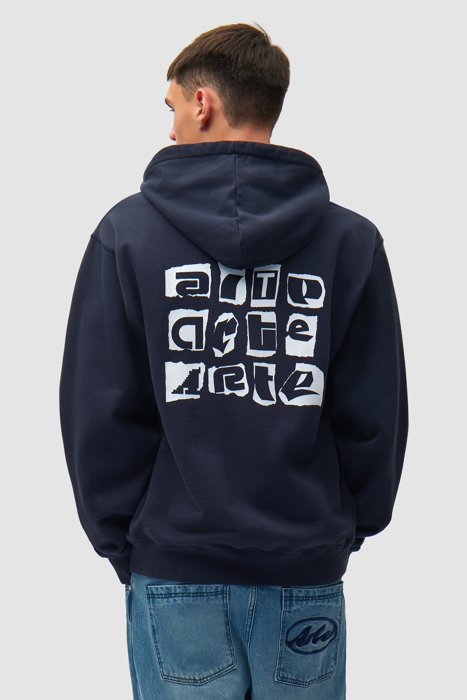 Sweat à capuche avec logo multi-couches dans le dos - Bleu marine