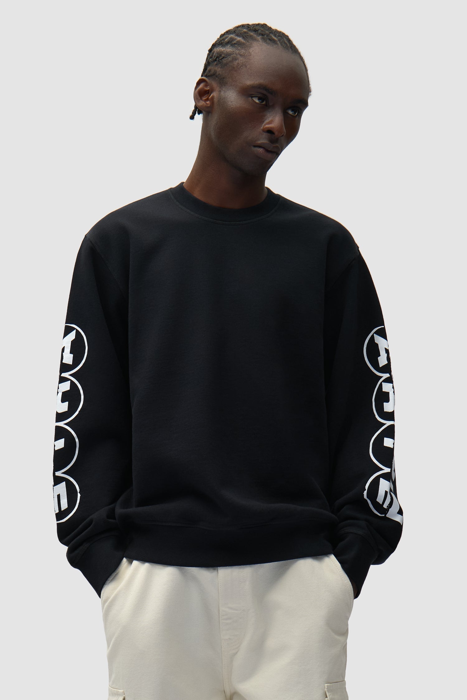 T-shirt à manches courtes et col rond imprimé - Noir