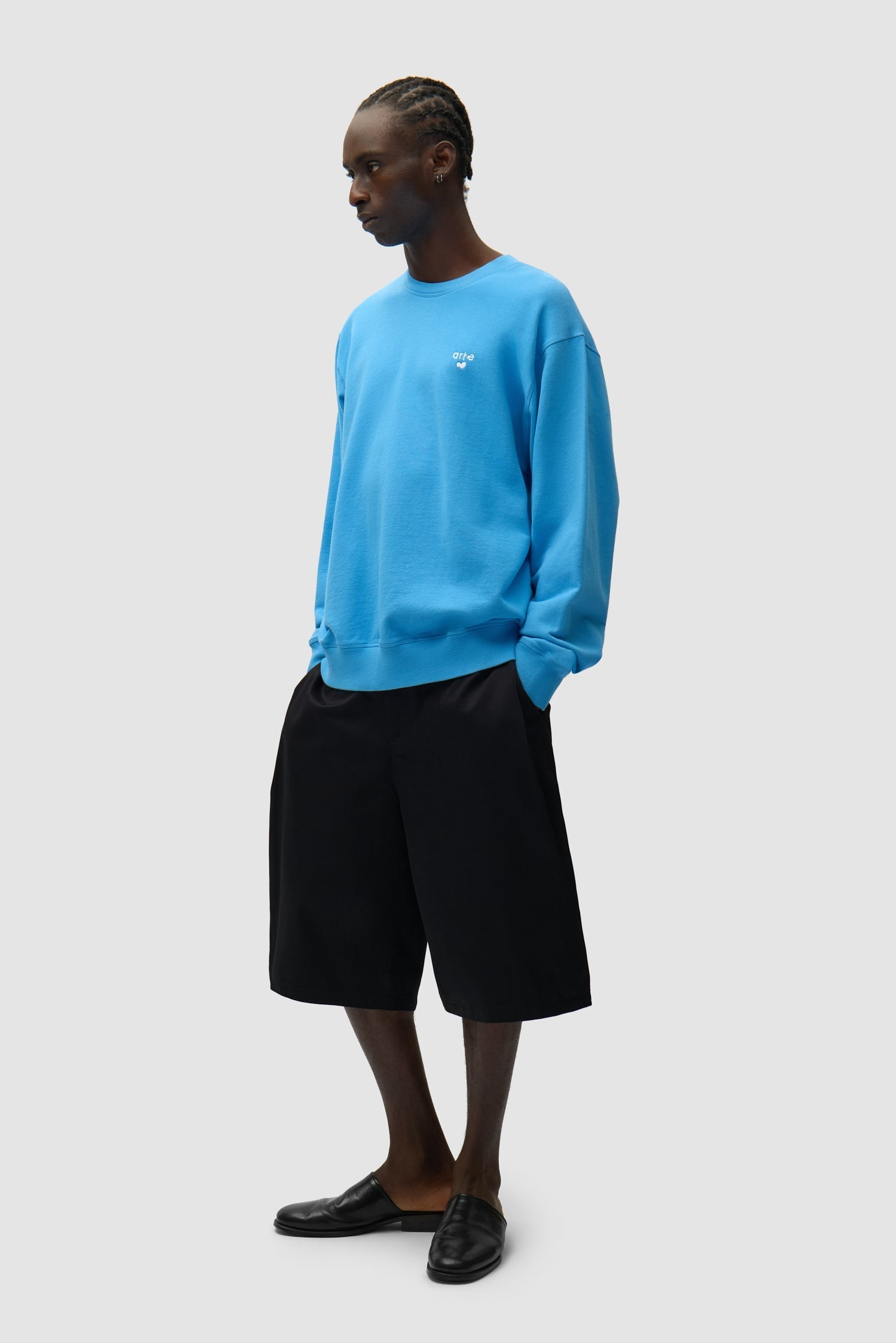 T-shirt à col rond avec logo cœur - Bleu