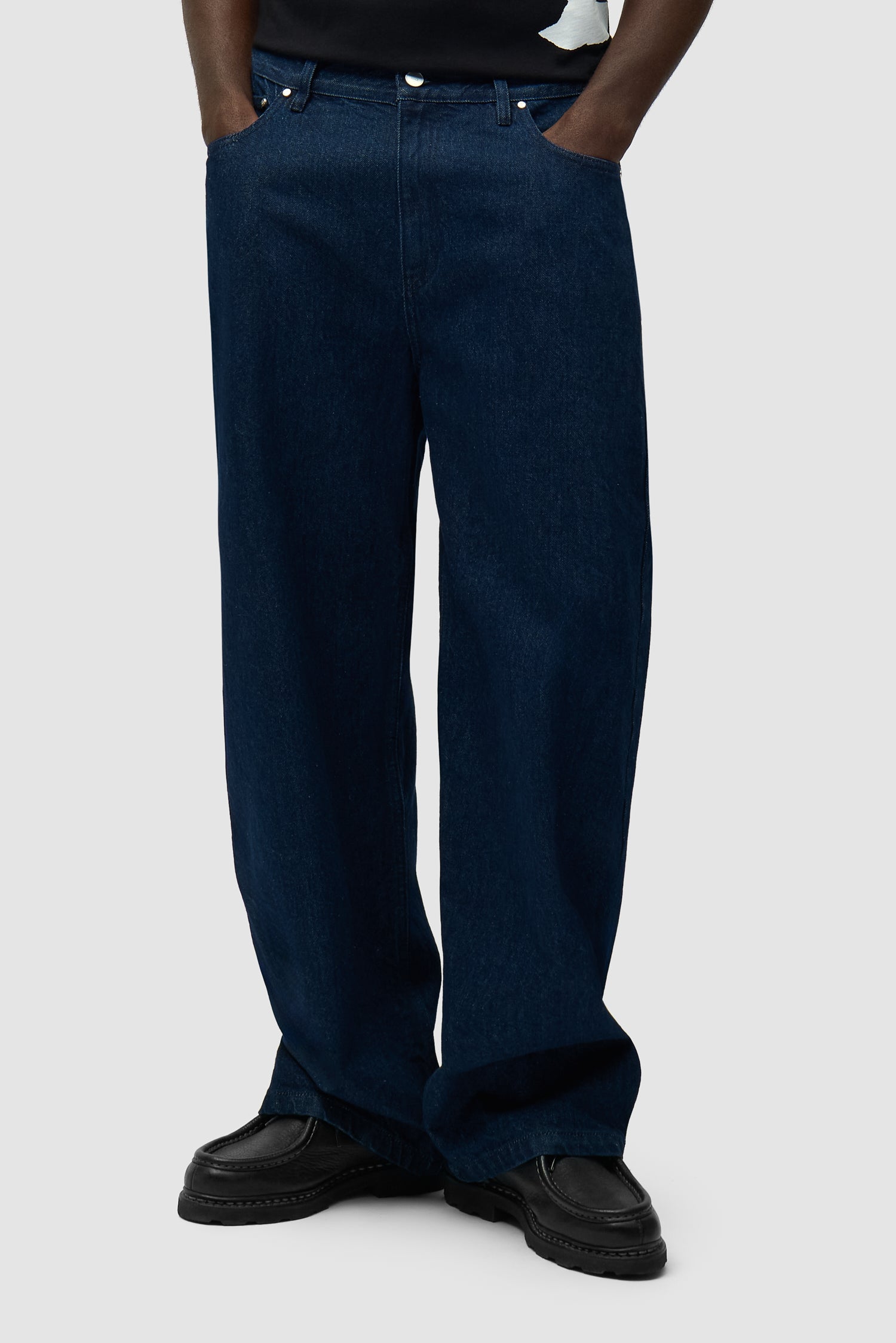 Pantalon à poche avec logo circulaire - Denim brut