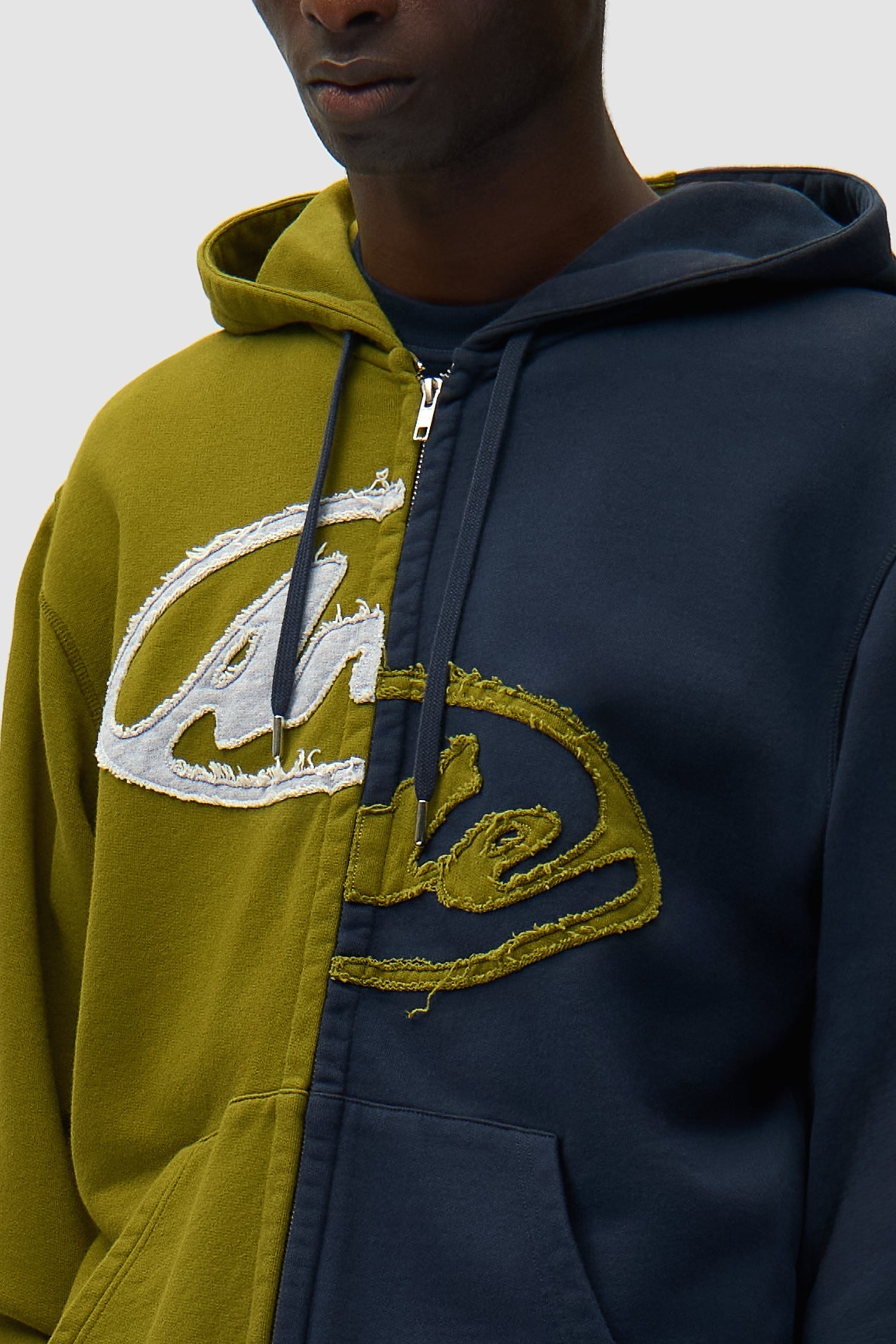 Sweat à capuche zippé Split Patch - Vert/Bleu marine