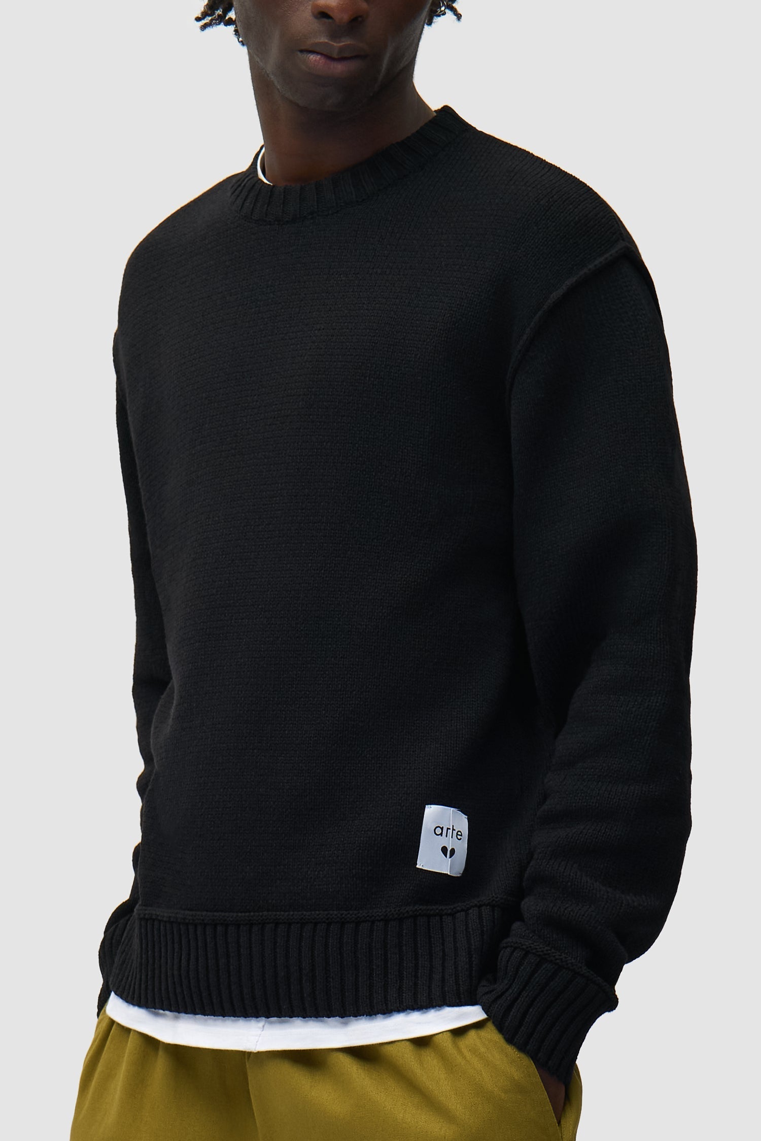 Étiquette réversible en tricot - Noir