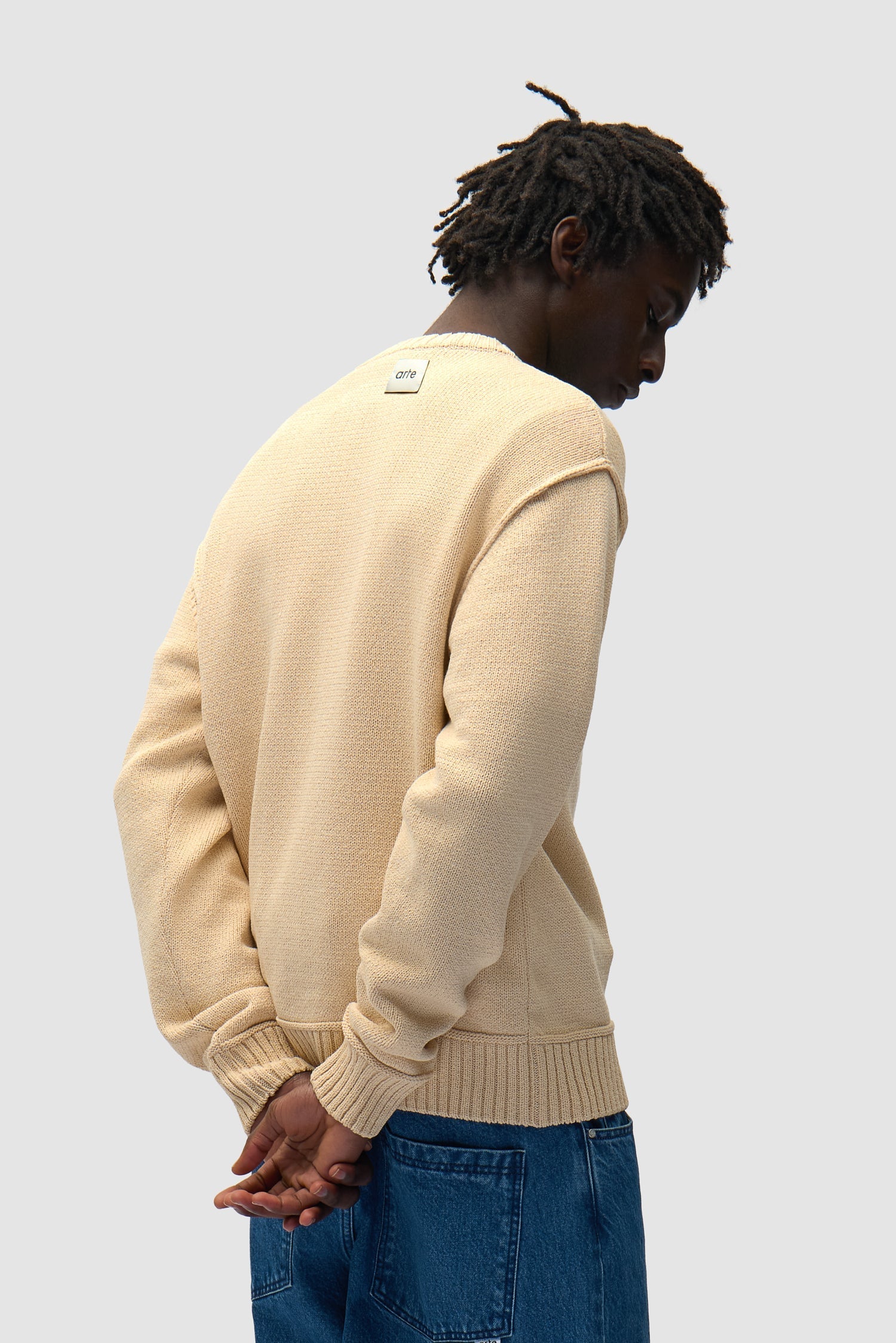 Tricot à étiquette réversible - Crème