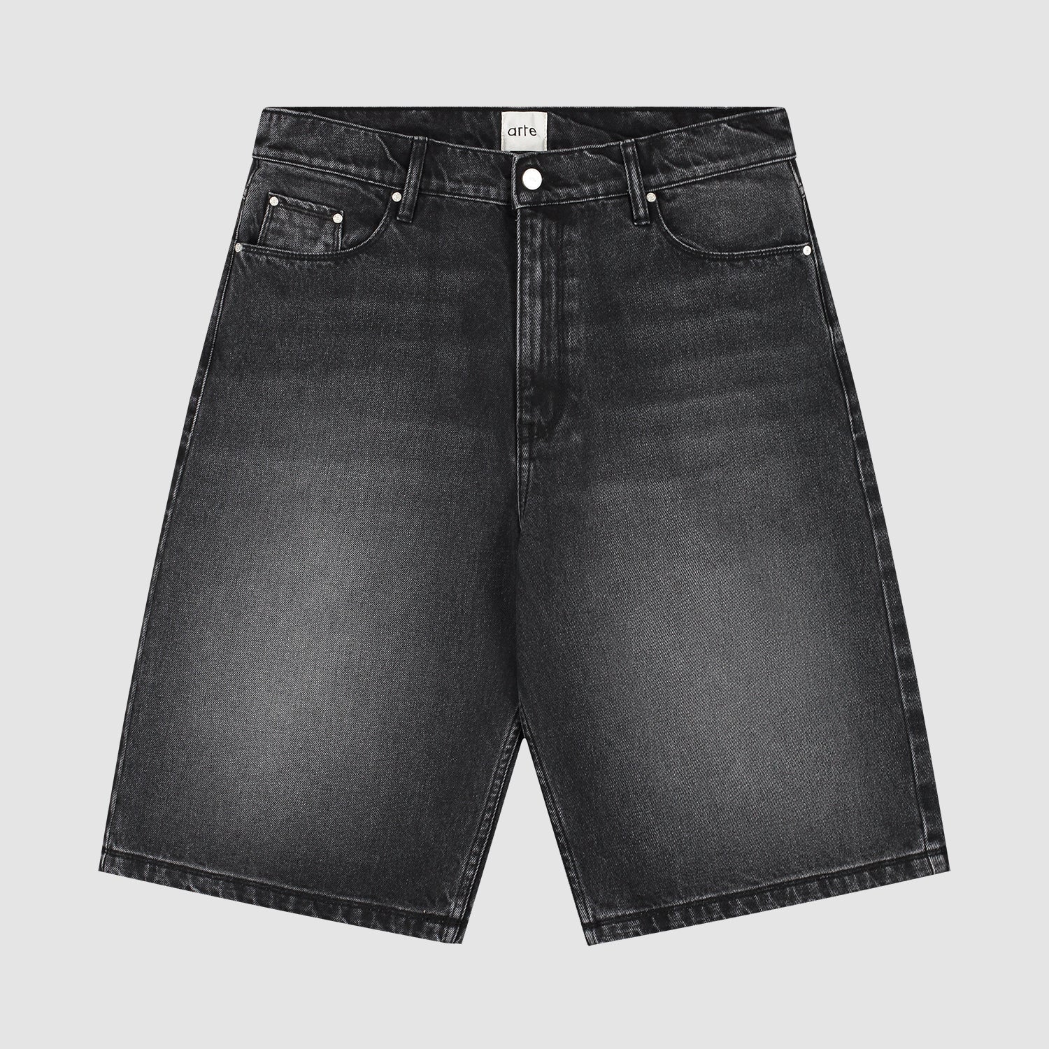 Short en denim à poches rondes - Noir délavé