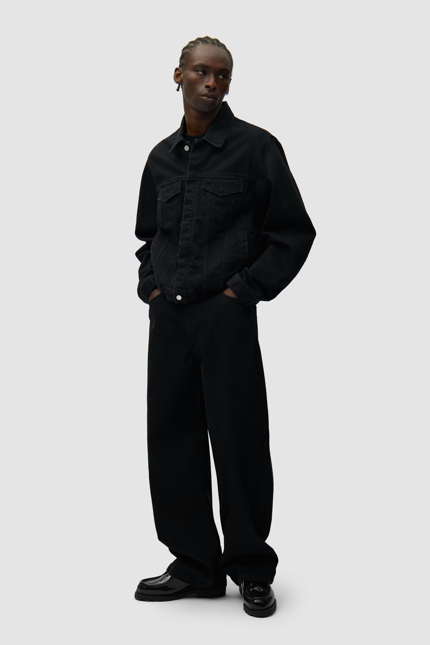 Veste en jean avec logo cercle - Noir