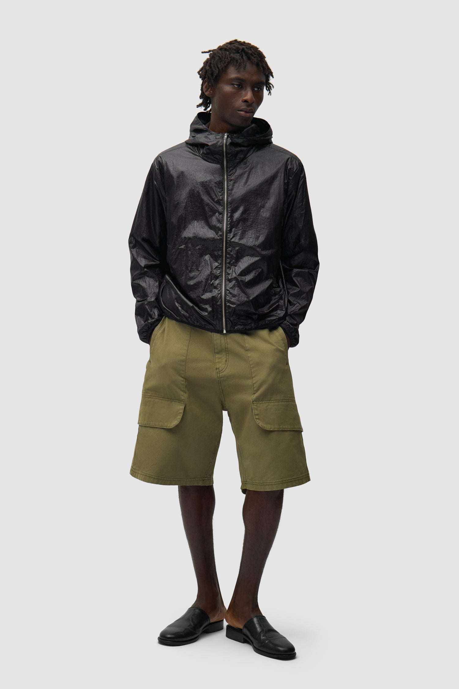 Veste en nylon brillant - Noir