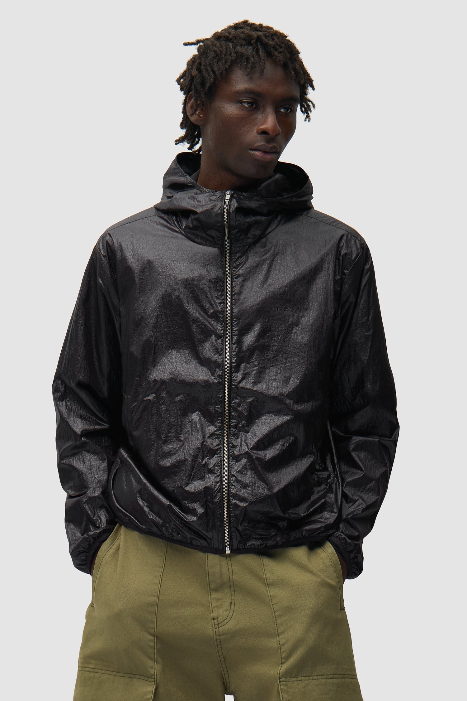 Veste en nylon brillant - Noir