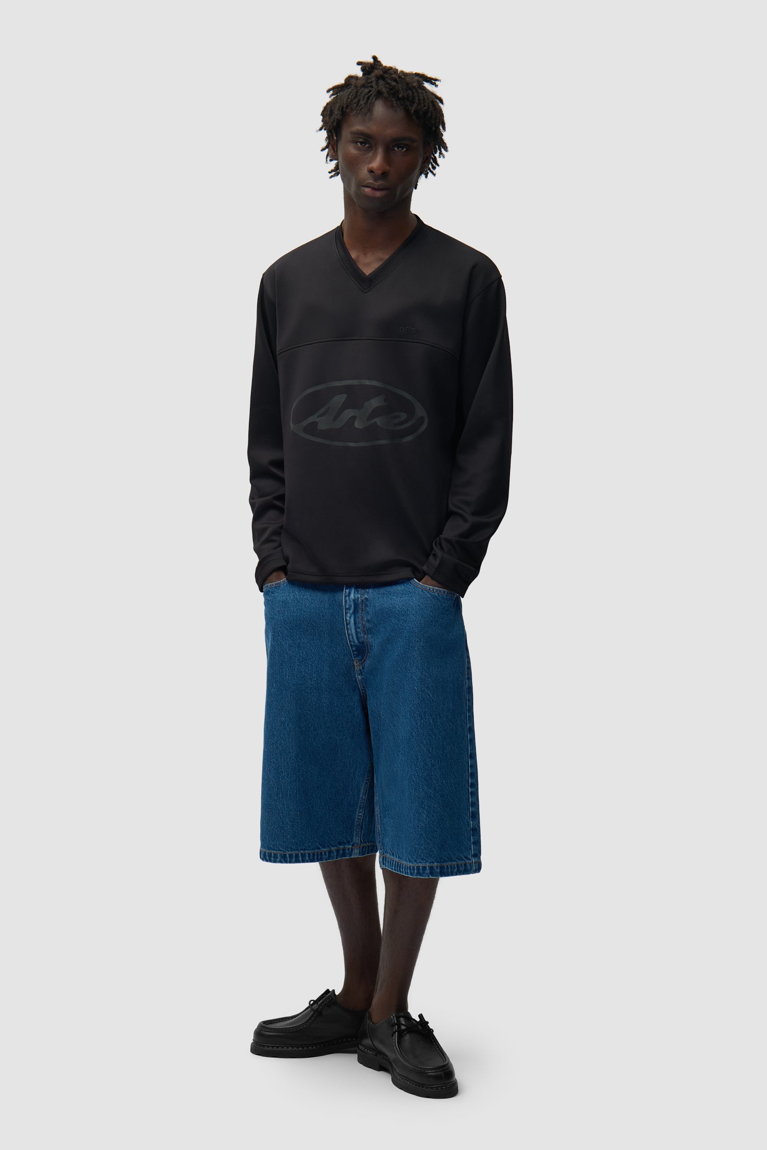 T-shirt à manches longues avec logo circulaire - Noir