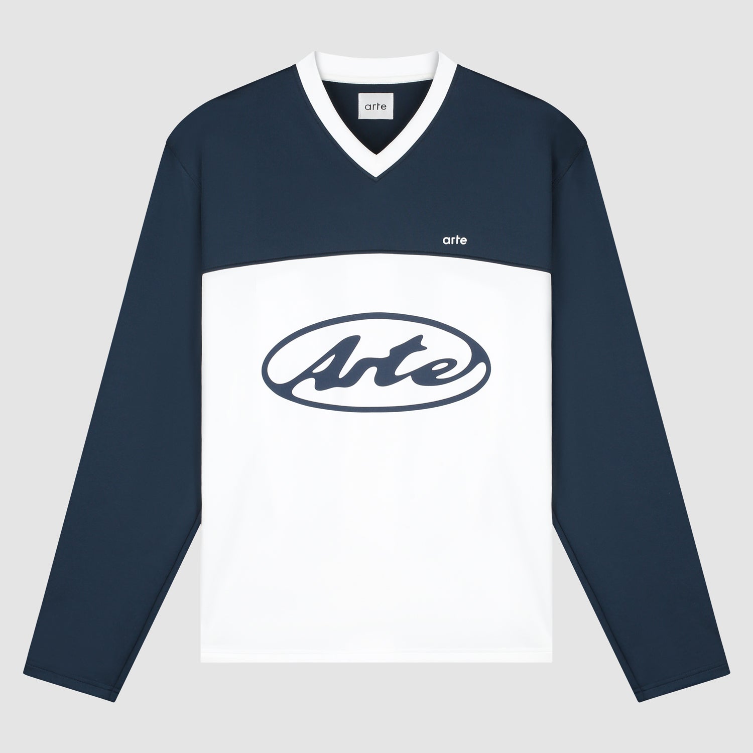 T-shirt à manches longues avec logo circulaire - Blanc/Bleu marine