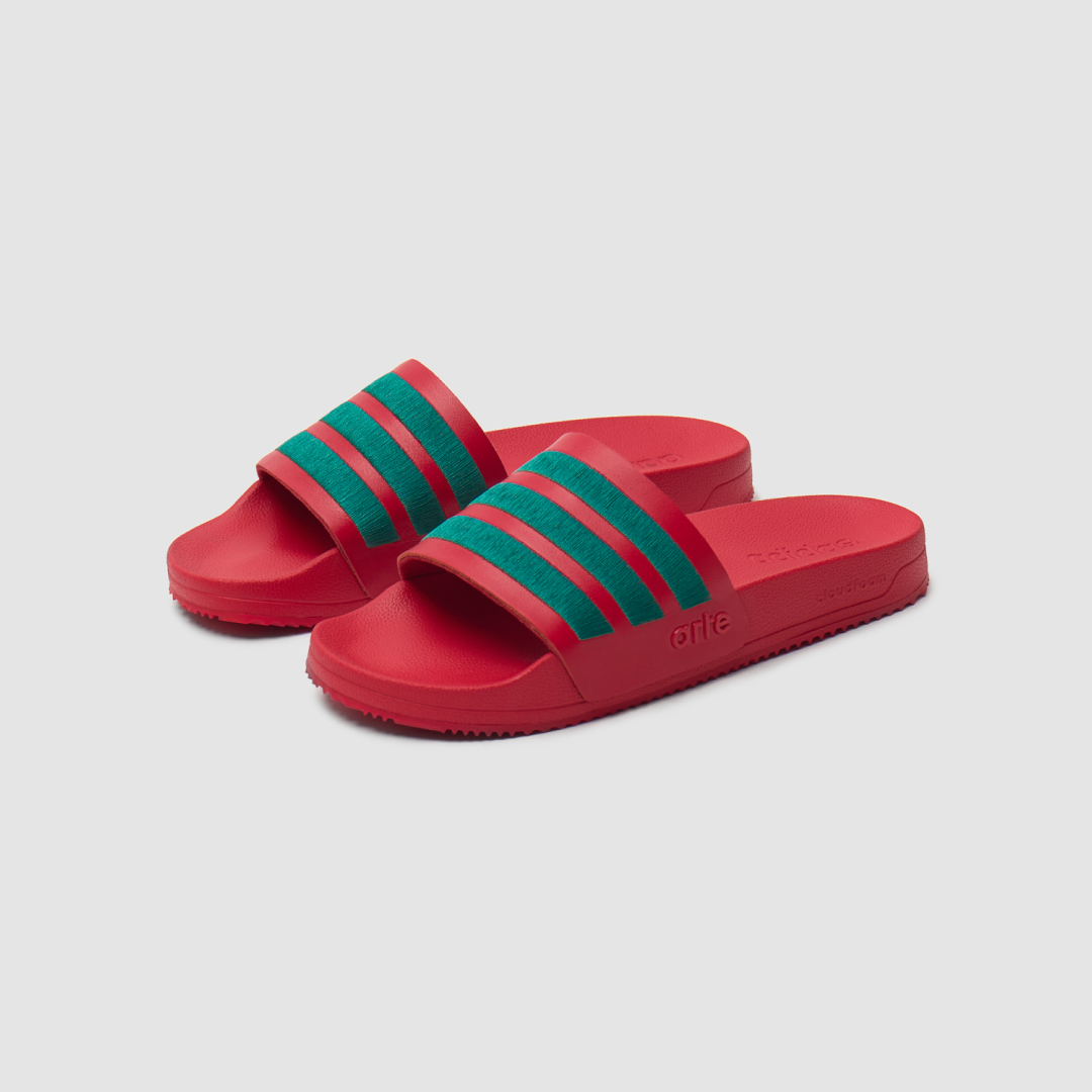 Arte pour adidas Adilette - Better Scarlet/Collegiate Green