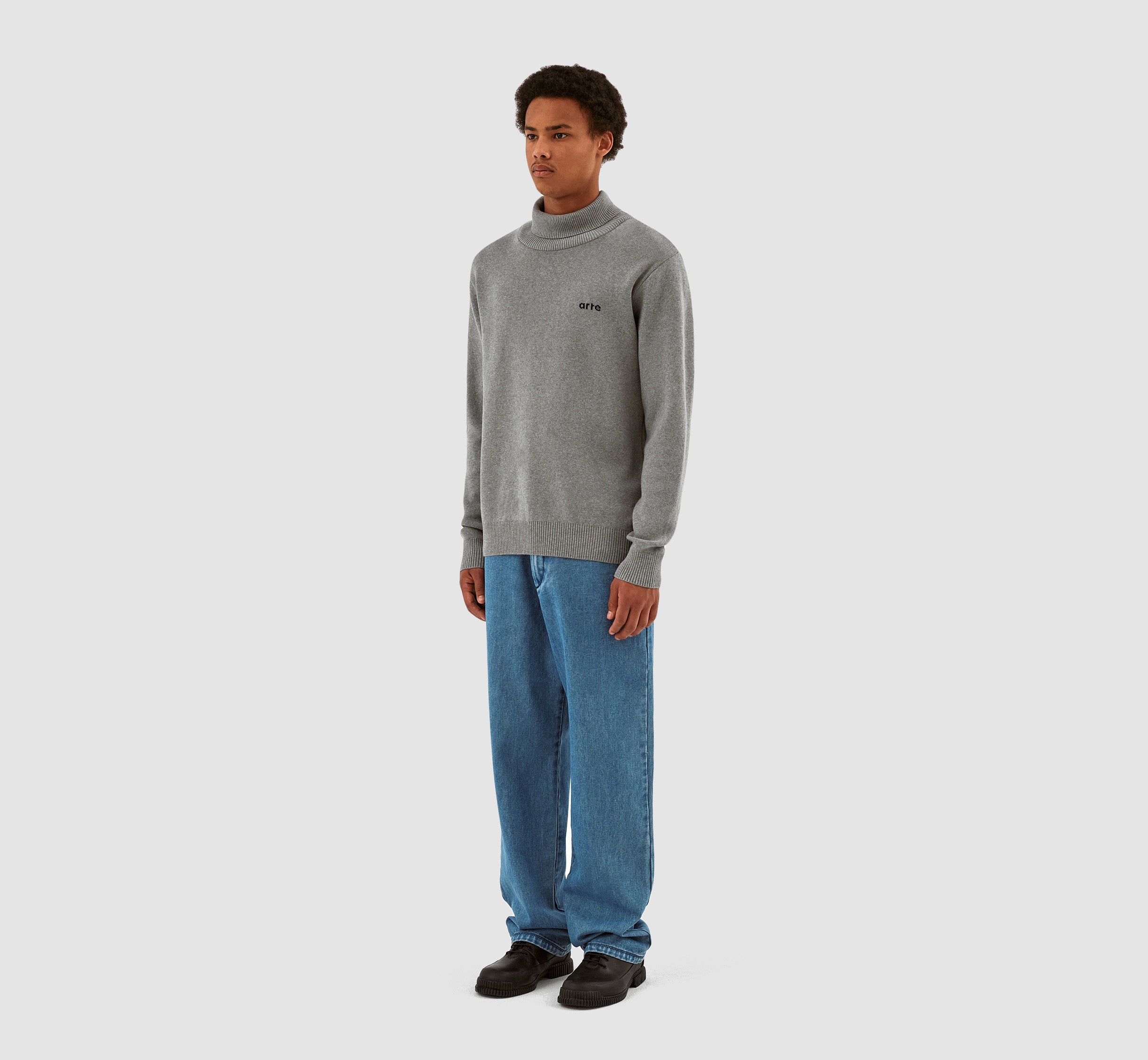 Pull à col roulé en tricot Kole - Gris