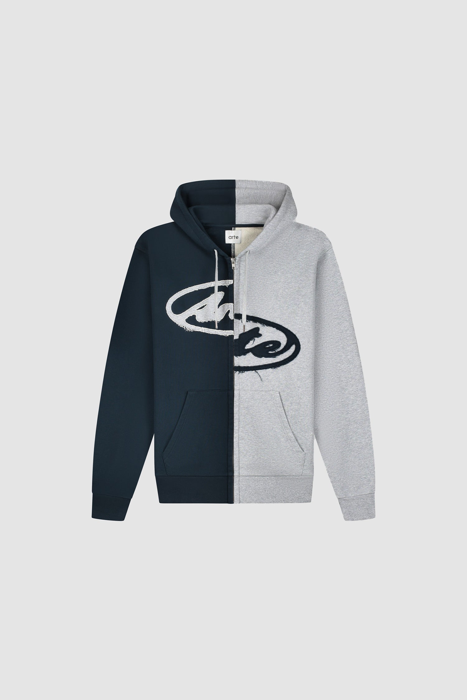 Sweat à capuche zippé Split Patch - Gris/Bleu marine