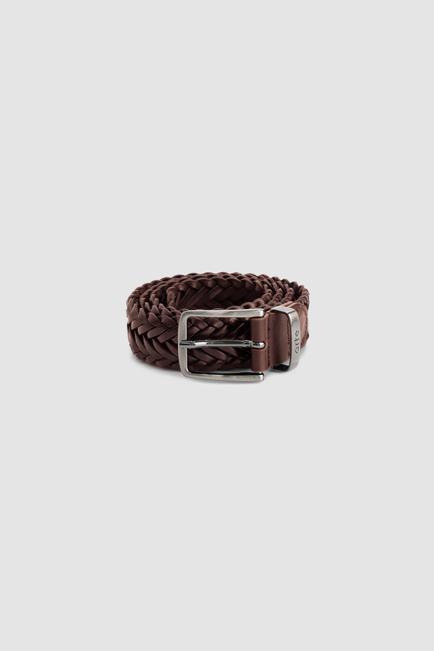 Ceinture en cuir tressé - Marron