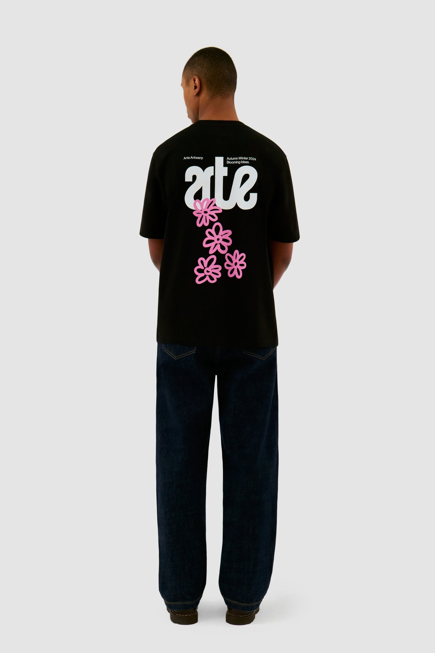 T-shirt dos fleuri - Noir