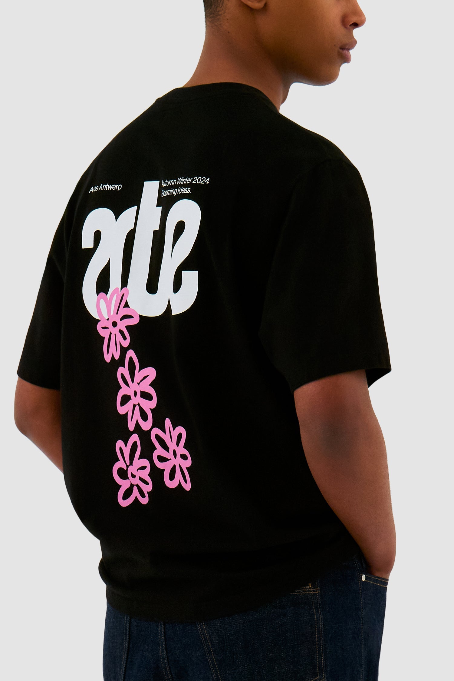 T-shirt dos fleuri - Noir