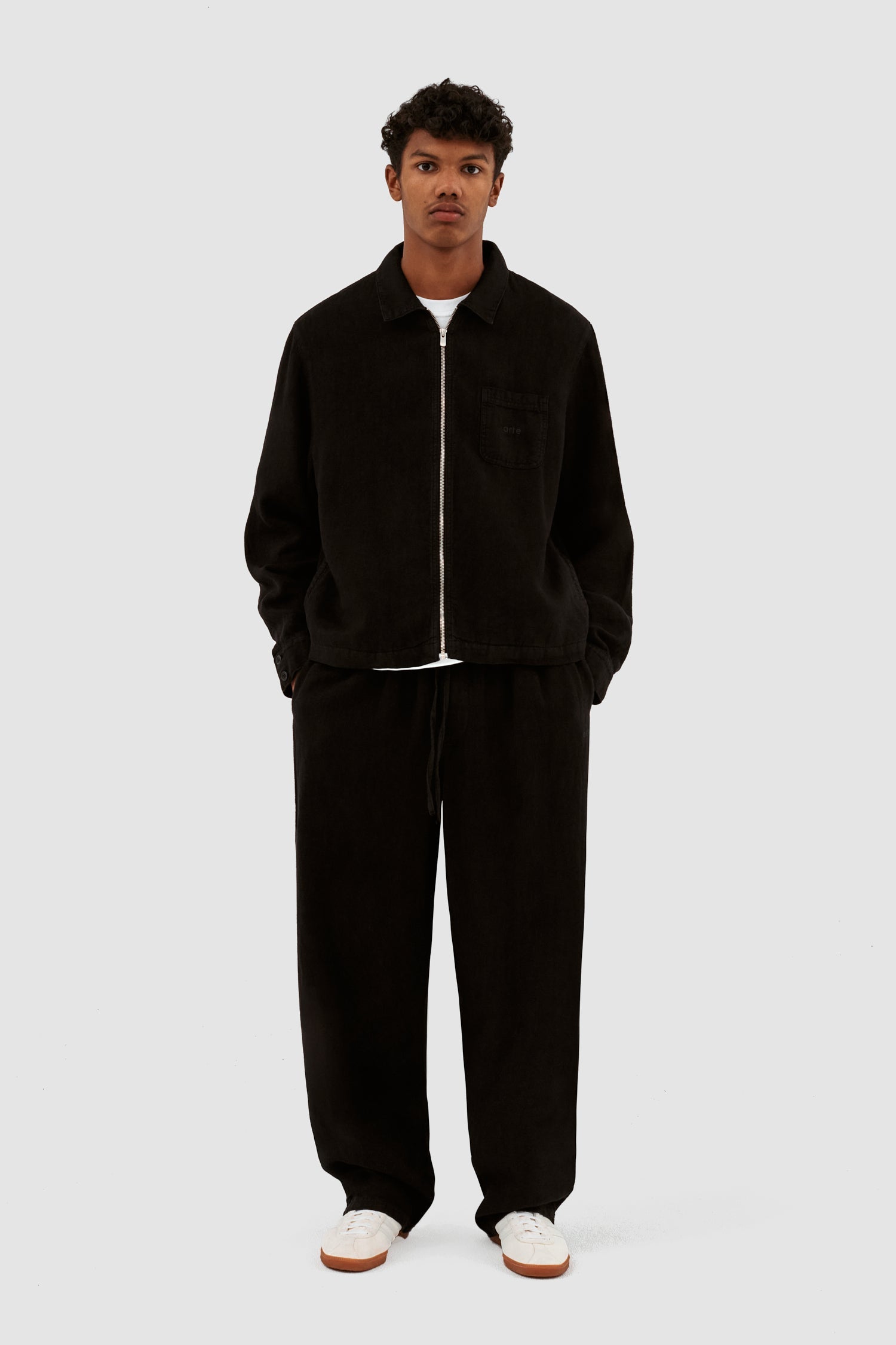 Jan Linnen Pantalon - Noir