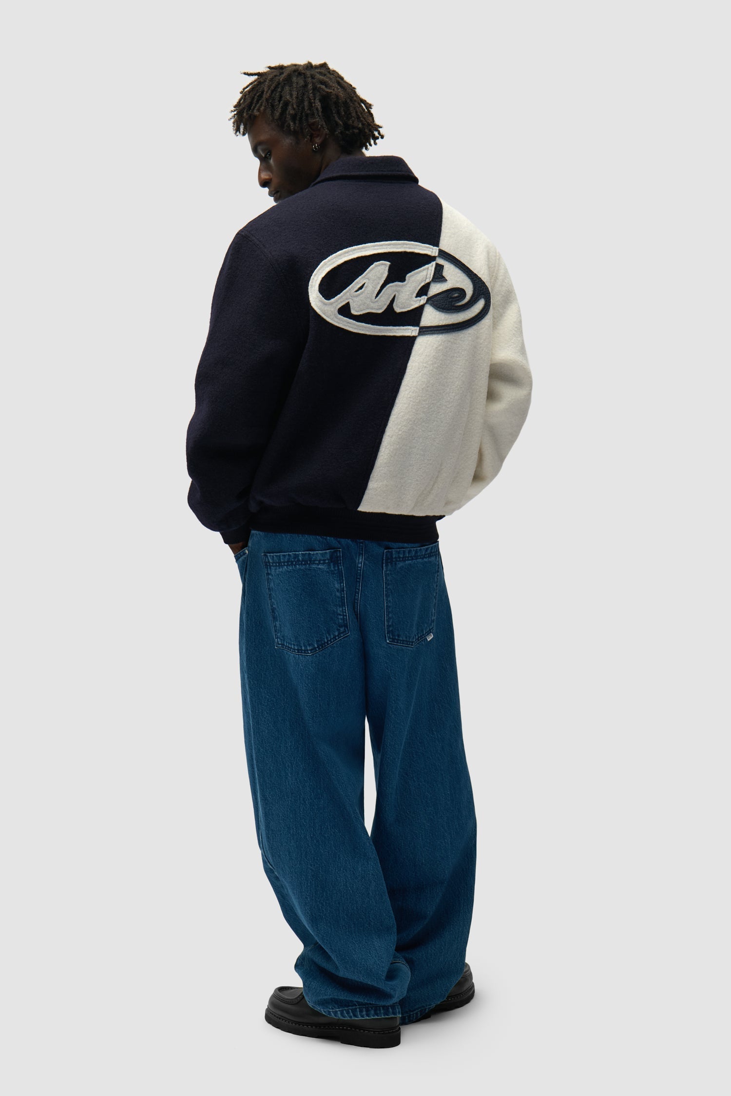 Veste universitaire en laine - Bleu/Blanc