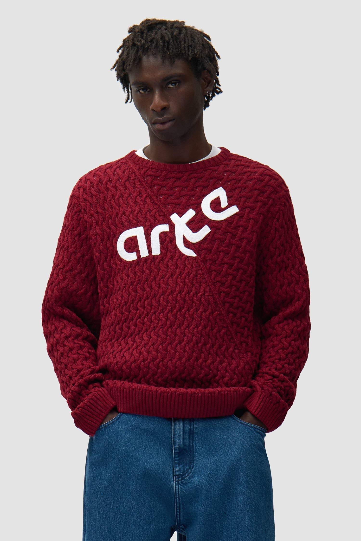 Pull à logo déformé - Bordeaux