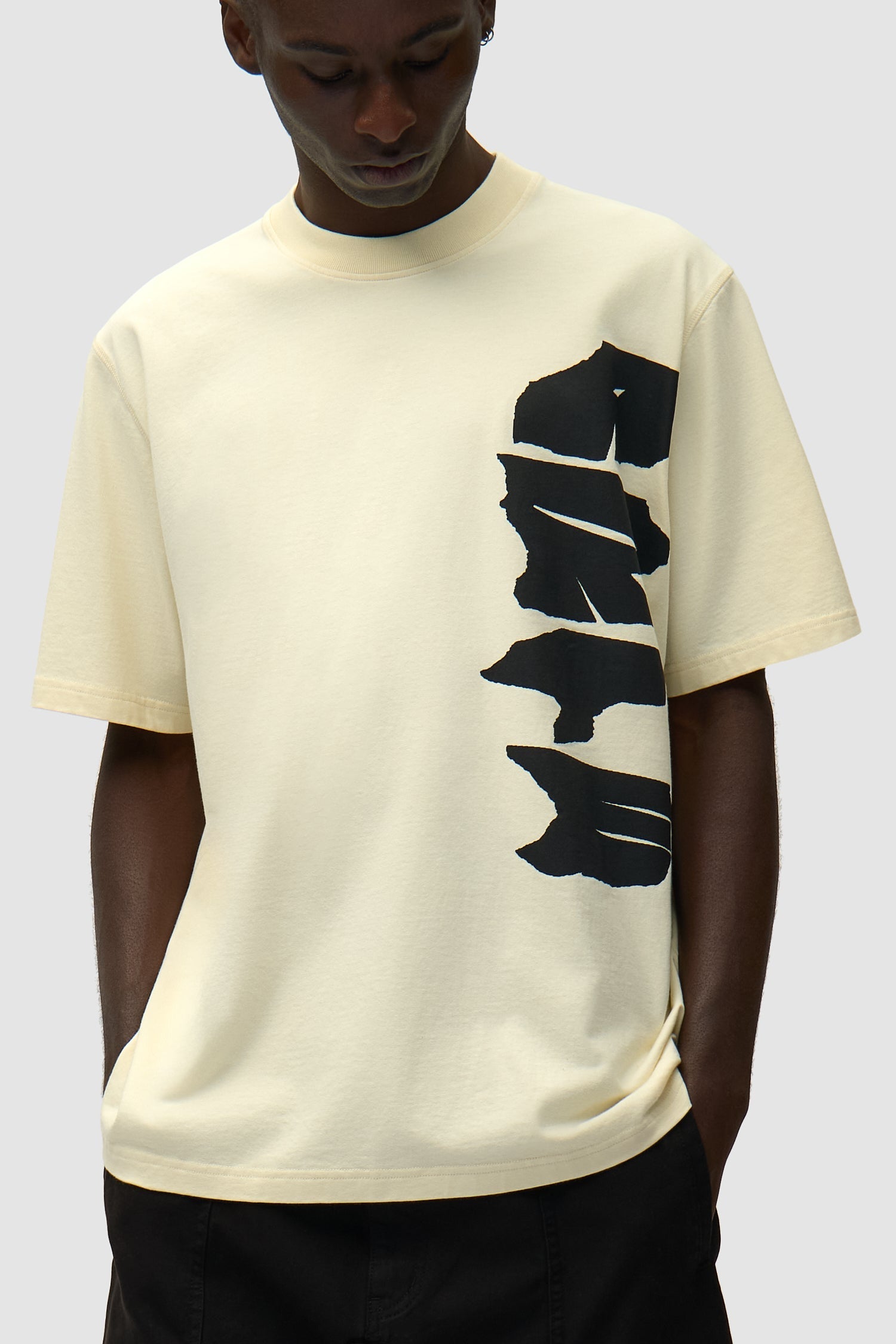 T-shirt avec logo sur le côté - Crème