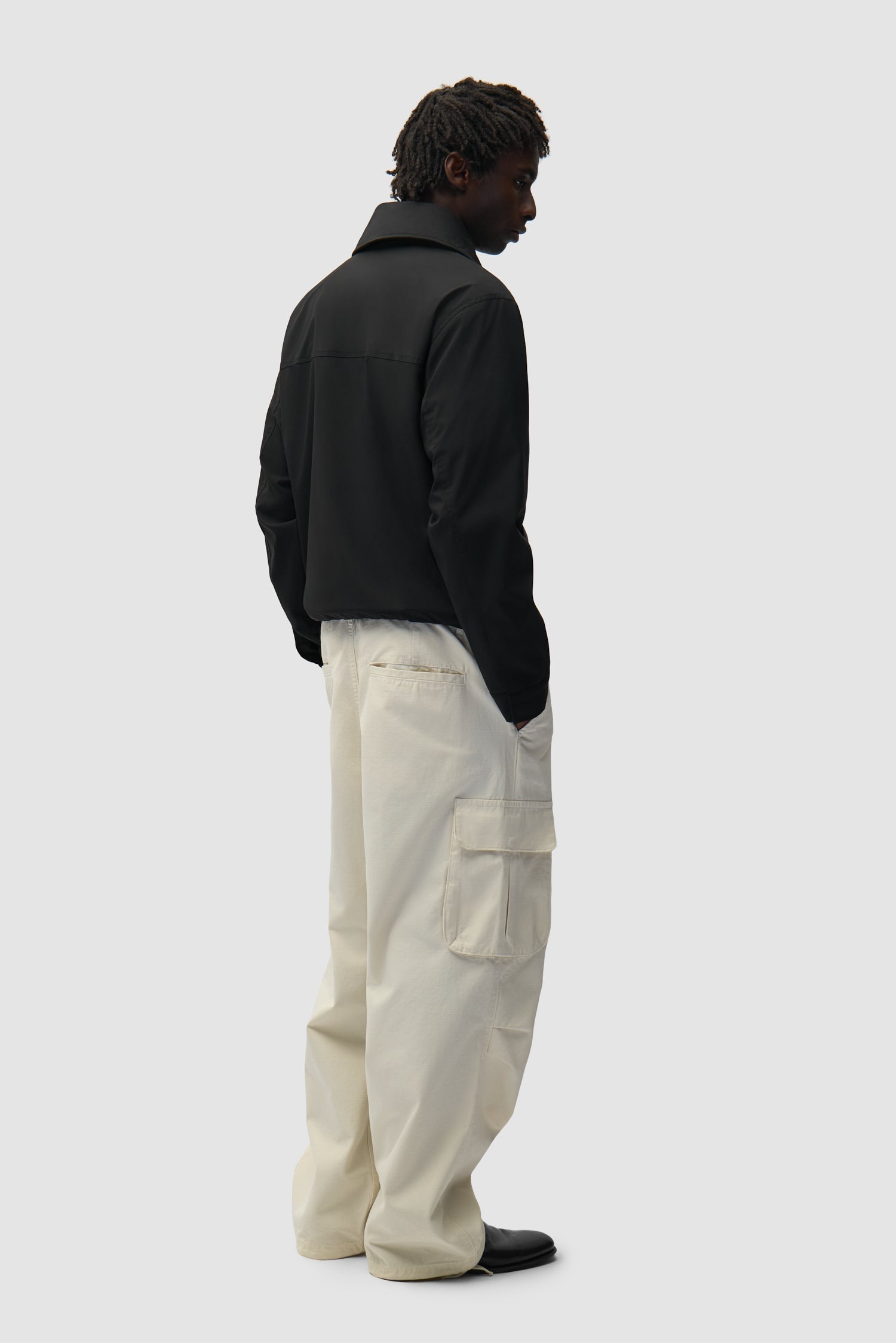 Veste en nylon à grand col - Noir