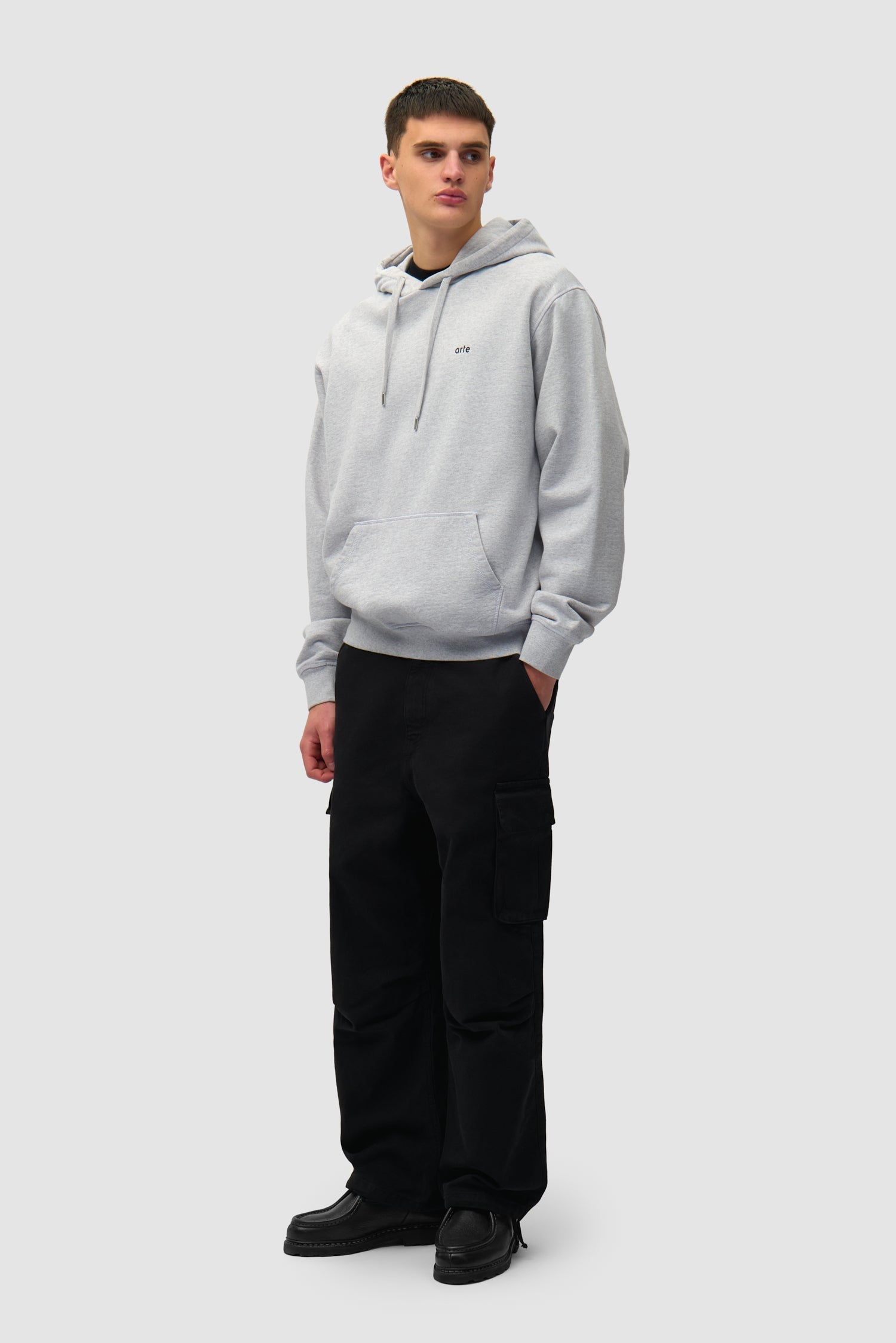 Sweat à capuche avec poster dans le dos - Gris