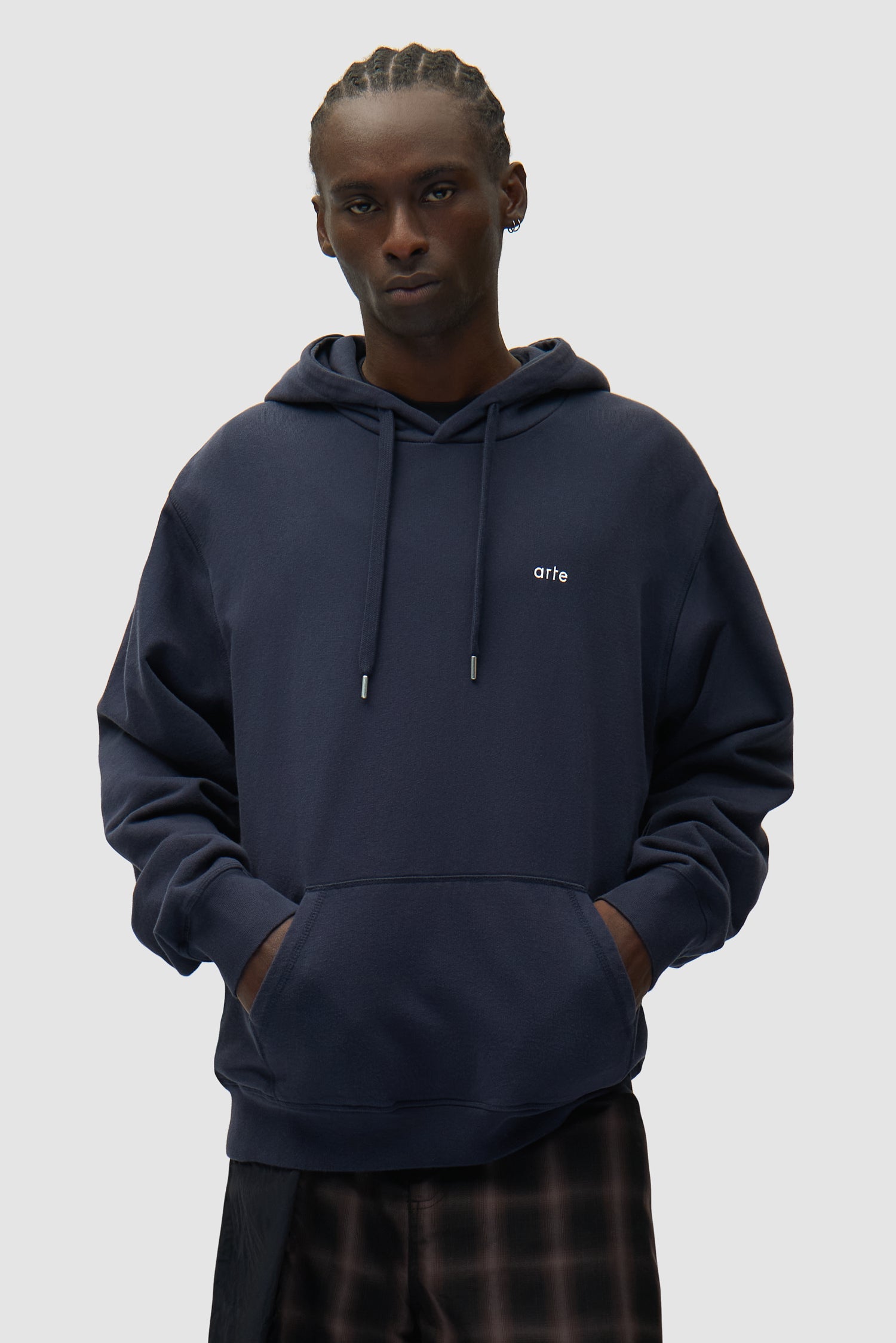 Sweat à capuche avec poster au dos - Bleu marine