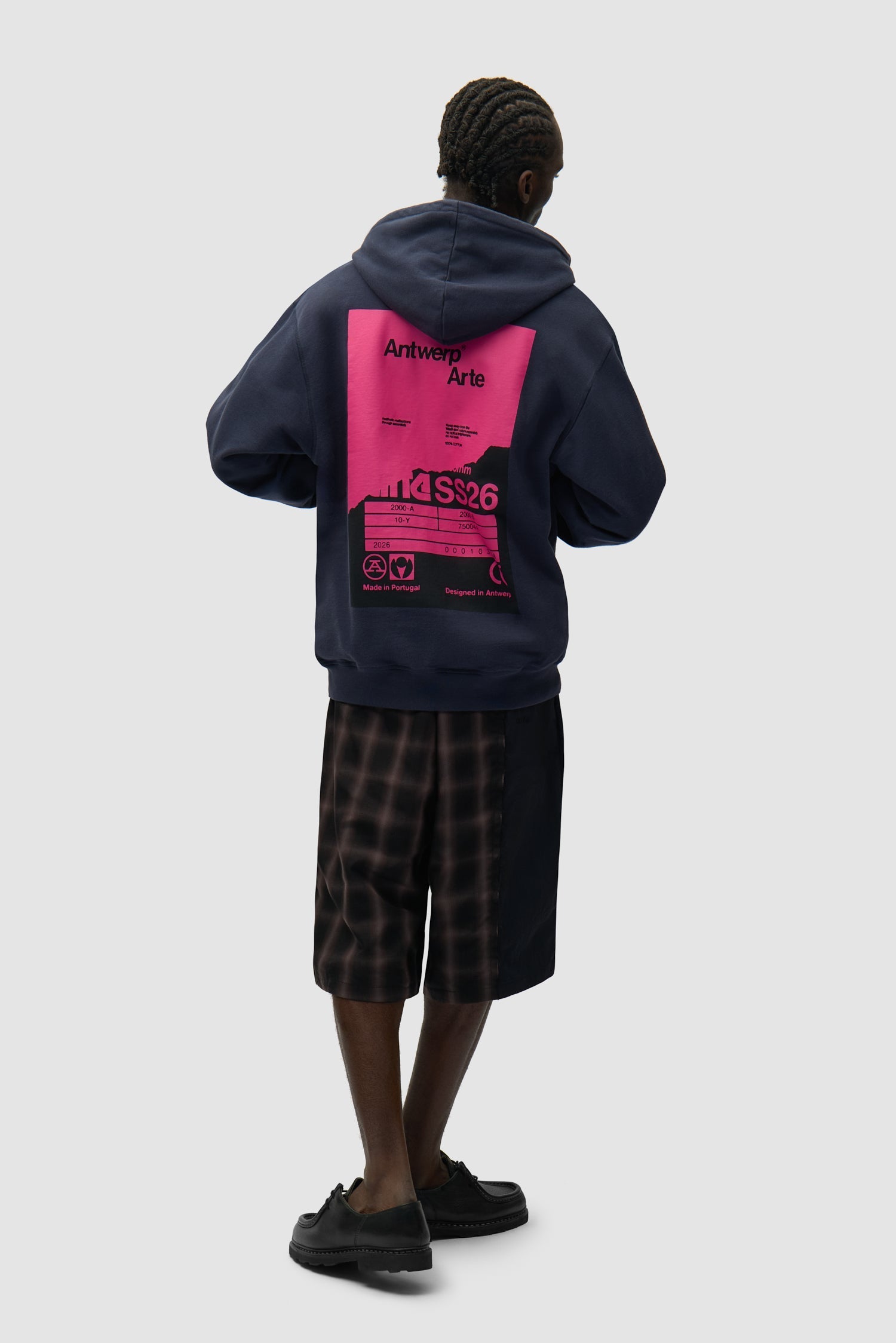 Sweat à capuche avec poster au dos - Bleu marine