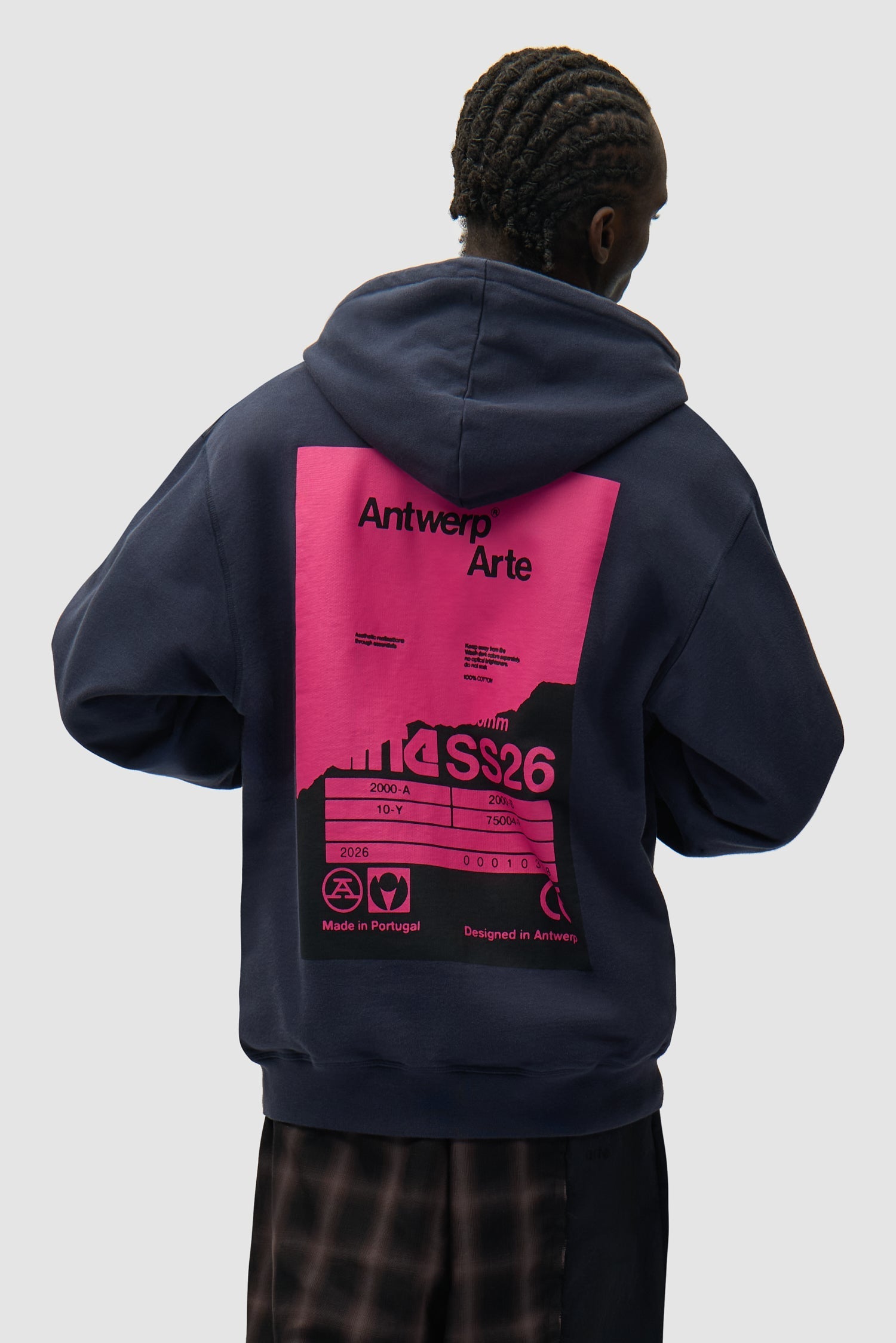 Sweat à capuche avec poster au dos - Bleu marine